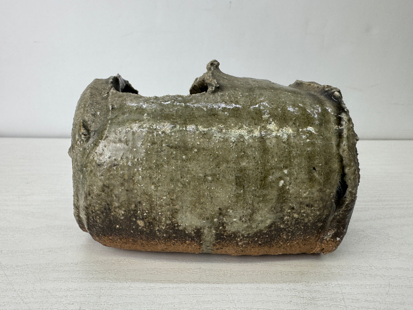 Y10108 FLOWER VASE Shigaraki-ware deformed modern art Japan ikebana floral decor