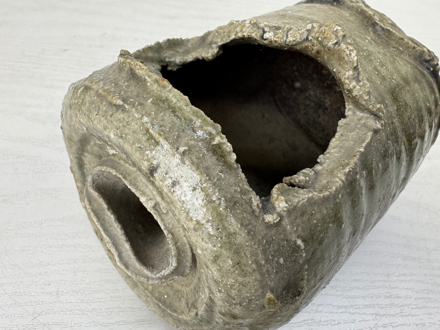 Y10108 FLOWER VASE Shigaraki-ware deformed modern art Japan ikebana floral decor