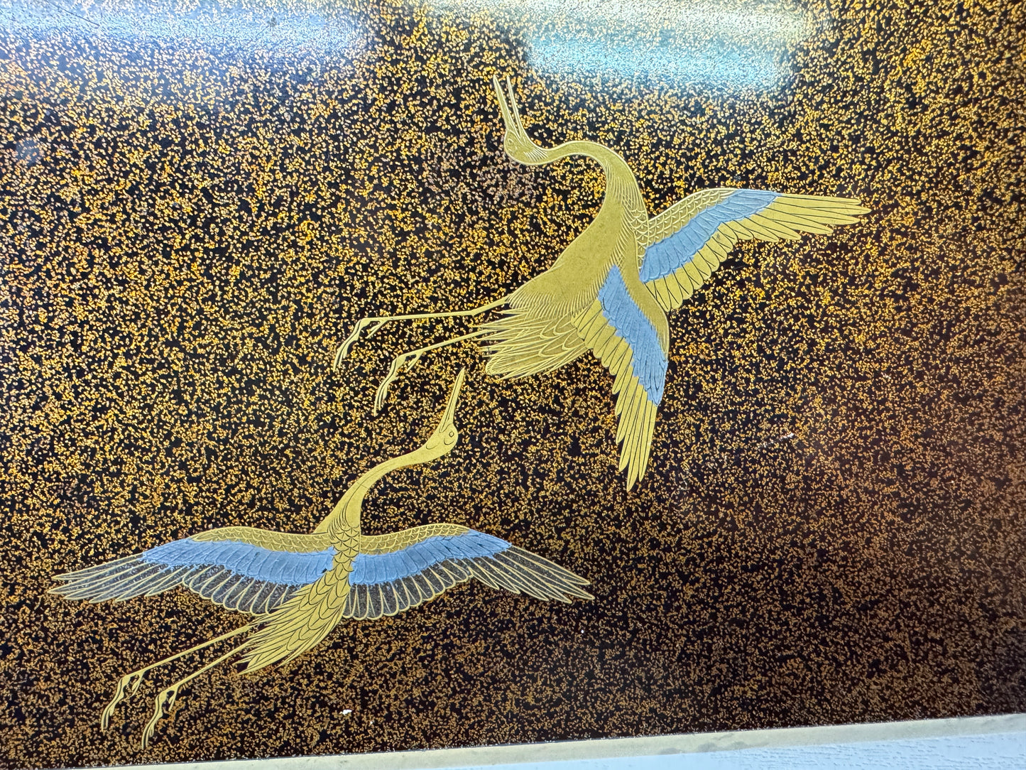 Y10112 BOX Makie inkstone suzuri case Crane Japan antique stationery storage