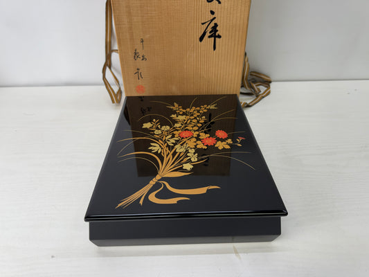 Y10113 BOX Makie letter case Zohiko signed Japan antique stationery storage