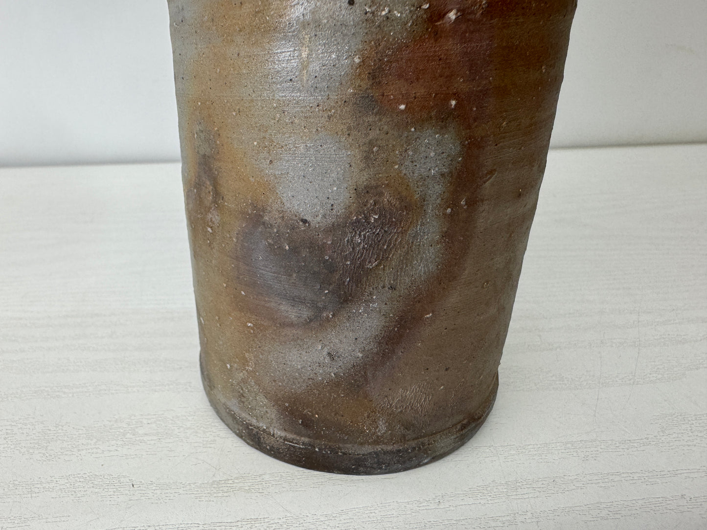 Y10116 FLOWER VASE Bizen-ware signed box Japan antique ikebana floral interior