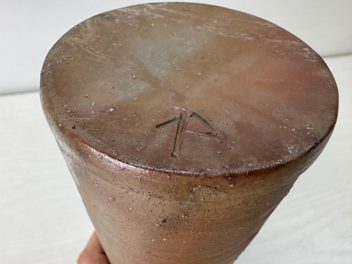 Y10116 FLOWER VASE Bizen-ware signed box Japan antique ikebana floral interior
