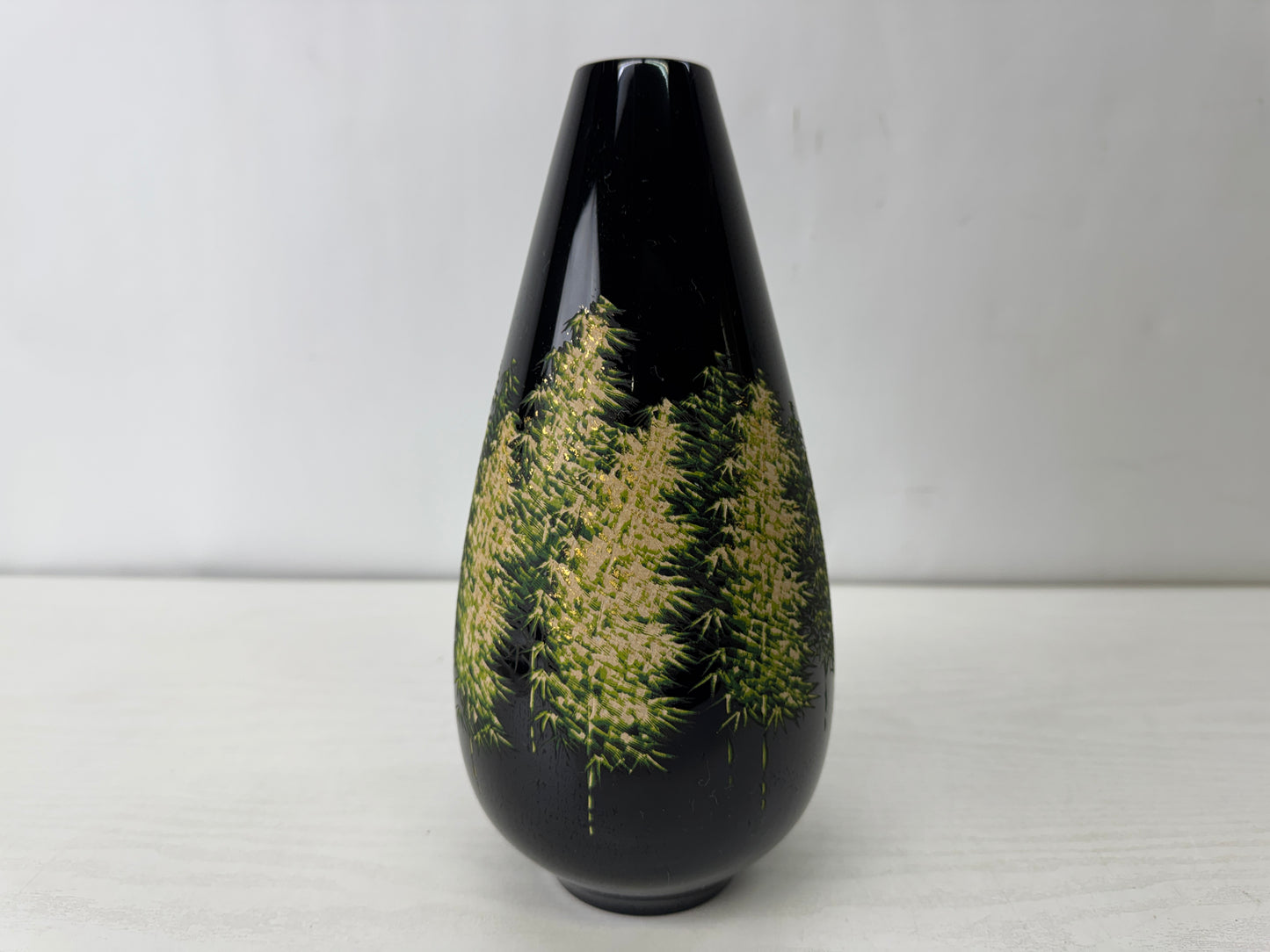 Y10117 FLOWER VASE Makie lacquer signed box Japan antique ikebana floral decor