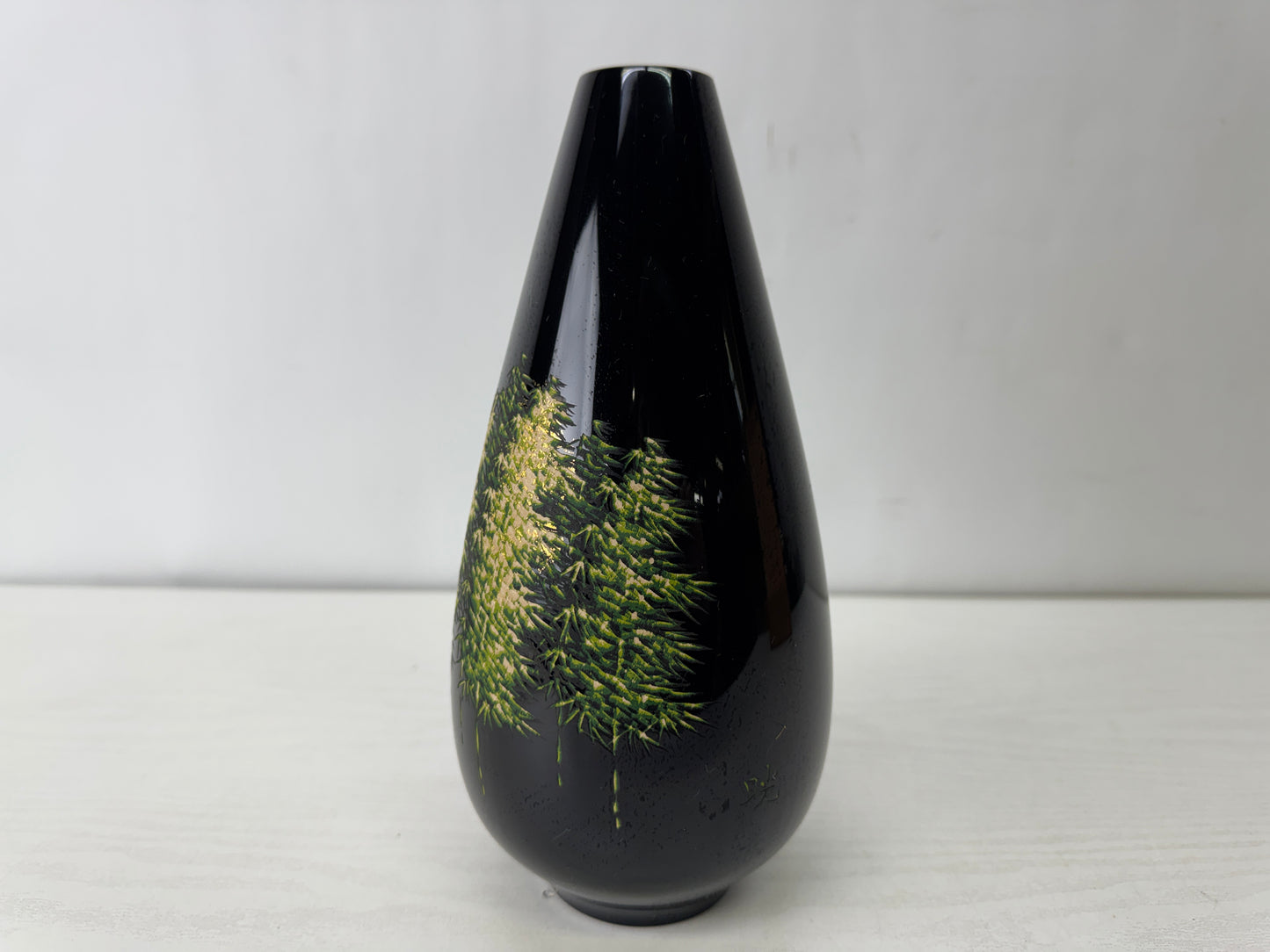 Y10117 FLOWER VASE Makie lacquer signed box Japan antique ikebana floral decor