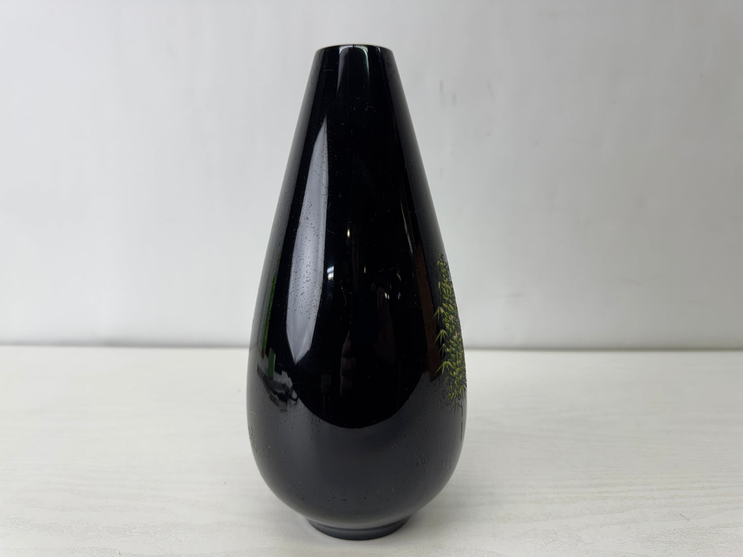 Y10117 FLOWER VASE Makie lacquer signed box Japan antique ikebana floral decor