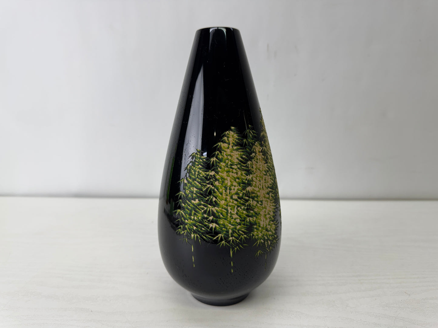 Y10117 FLOWER VASE Makie lacquer signed box Japan antique ikebana floral decor