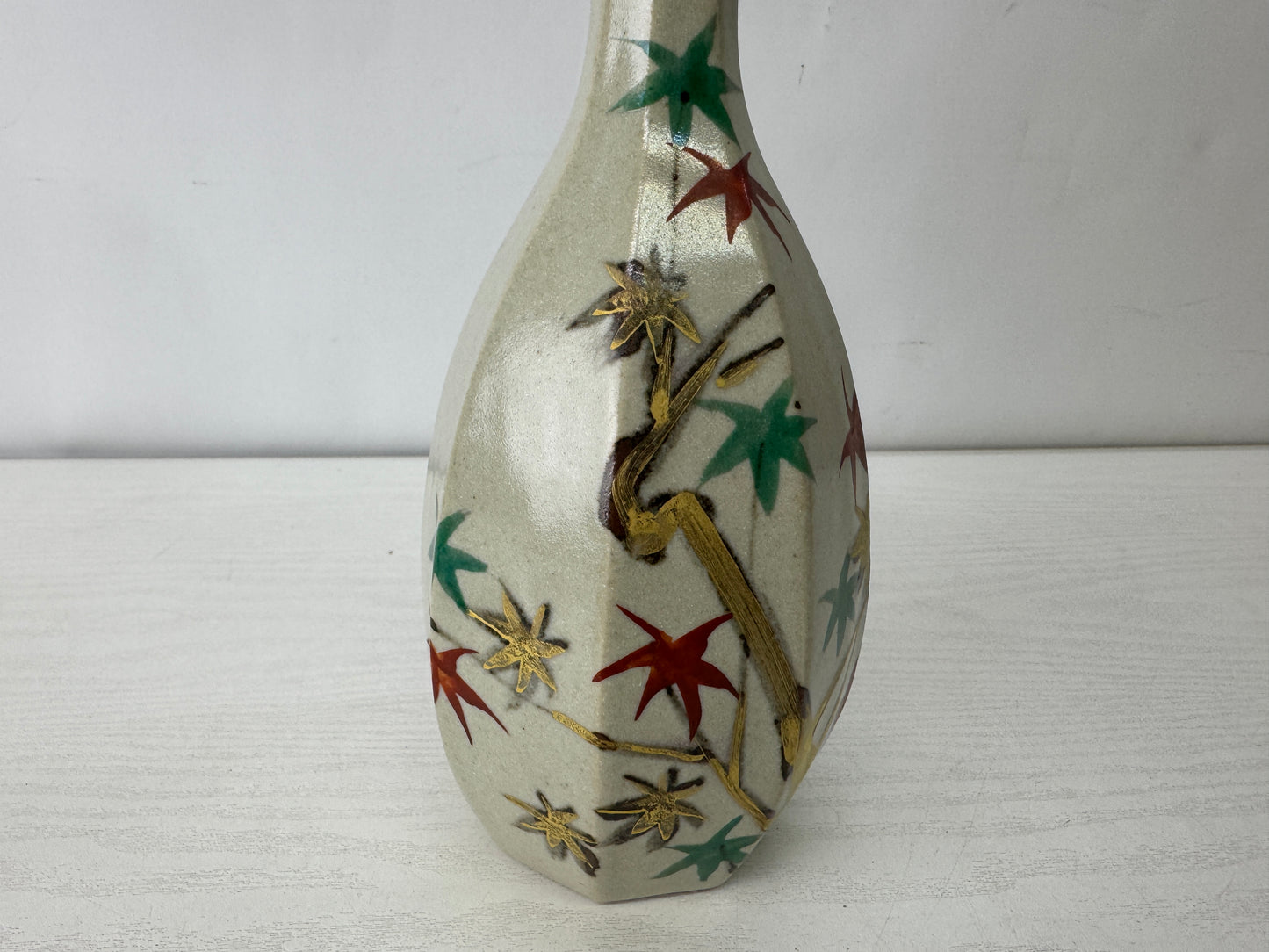 Y10118 FLOWER VASE Mino-ware signed box Japan antique ikebana floral arrangement