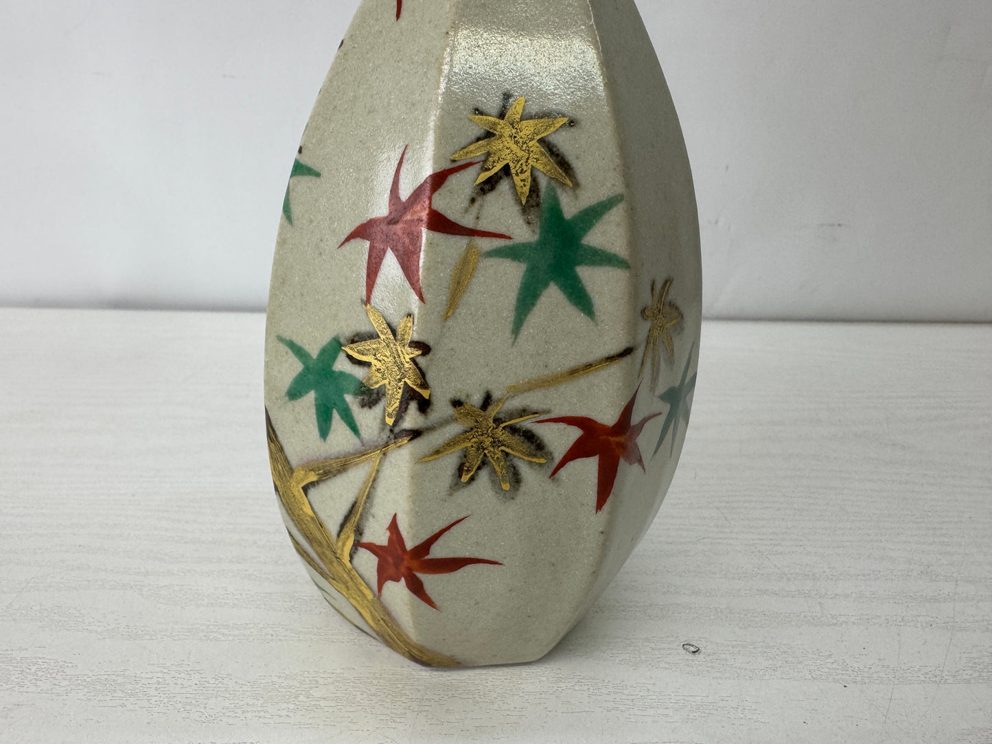 Y10118 FLOWER VASE Mino-ware signed box Japan antique ikebana floral arrangement