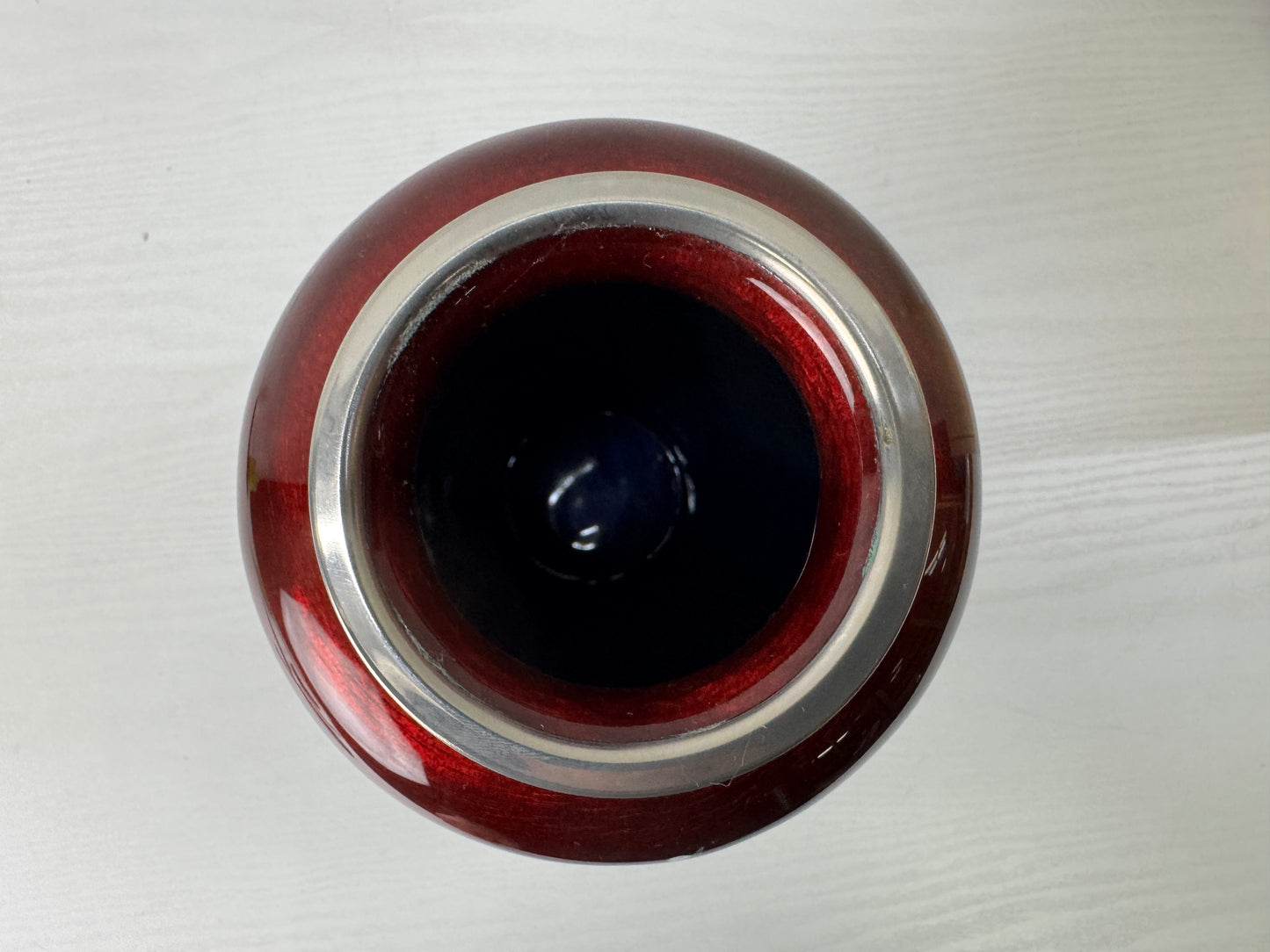 Y10119 FLOWER VASE Cloisonne red signed box Japan antique ikebana floral decor