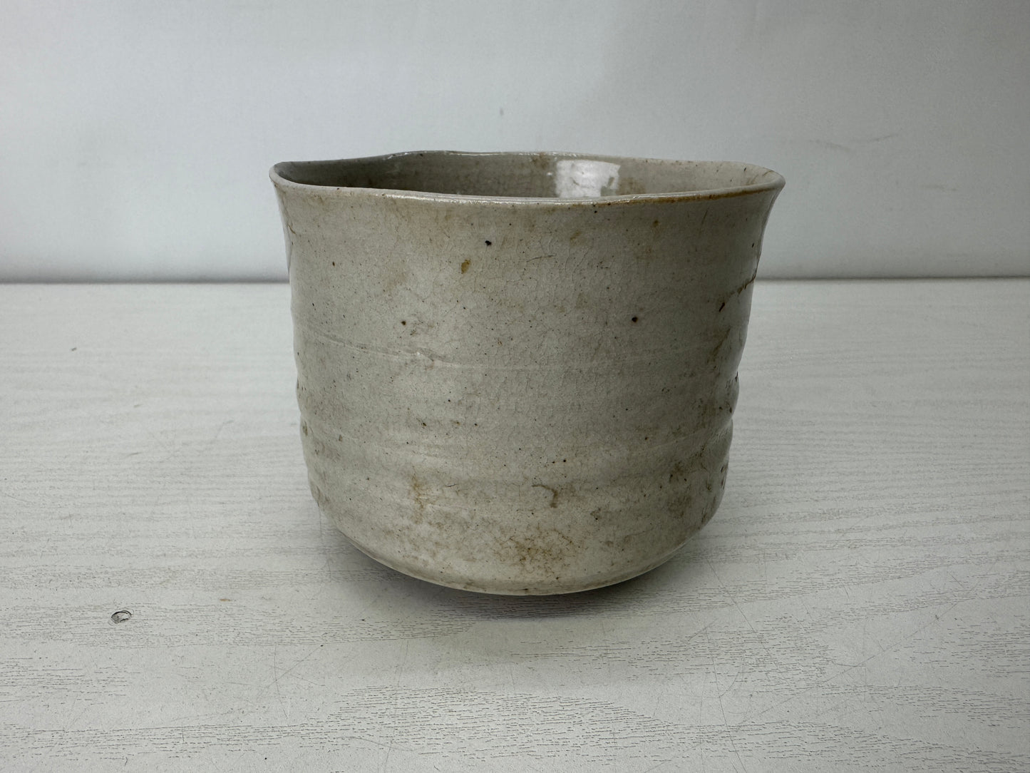 Y10121 CHAWAN Banko-ware bowl Crane signed box Japan antique tea ceremony cup