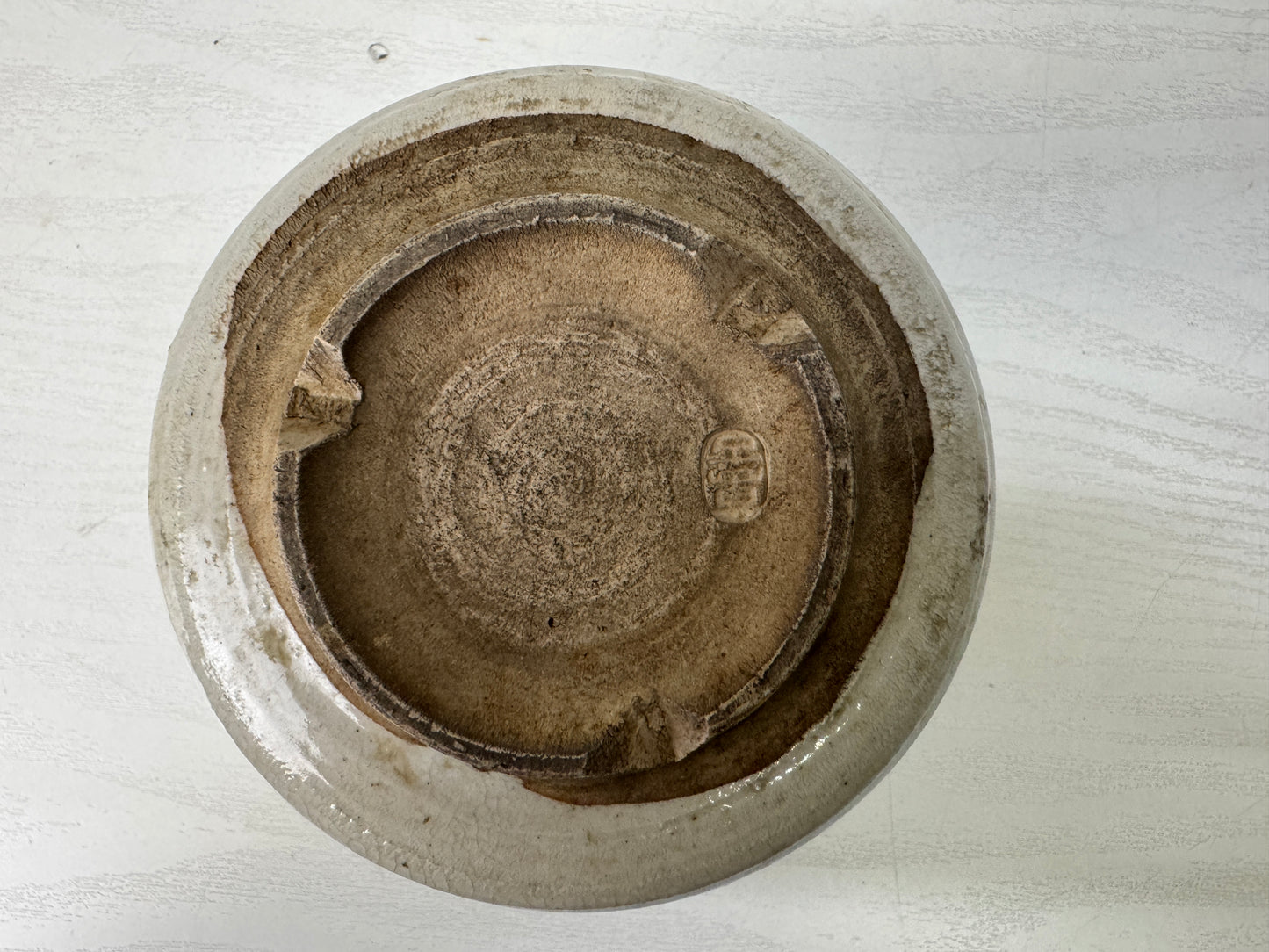 Y10121 CHAWAN Banko-ware bowl Crane signed box Japan antique tea ceremony cup