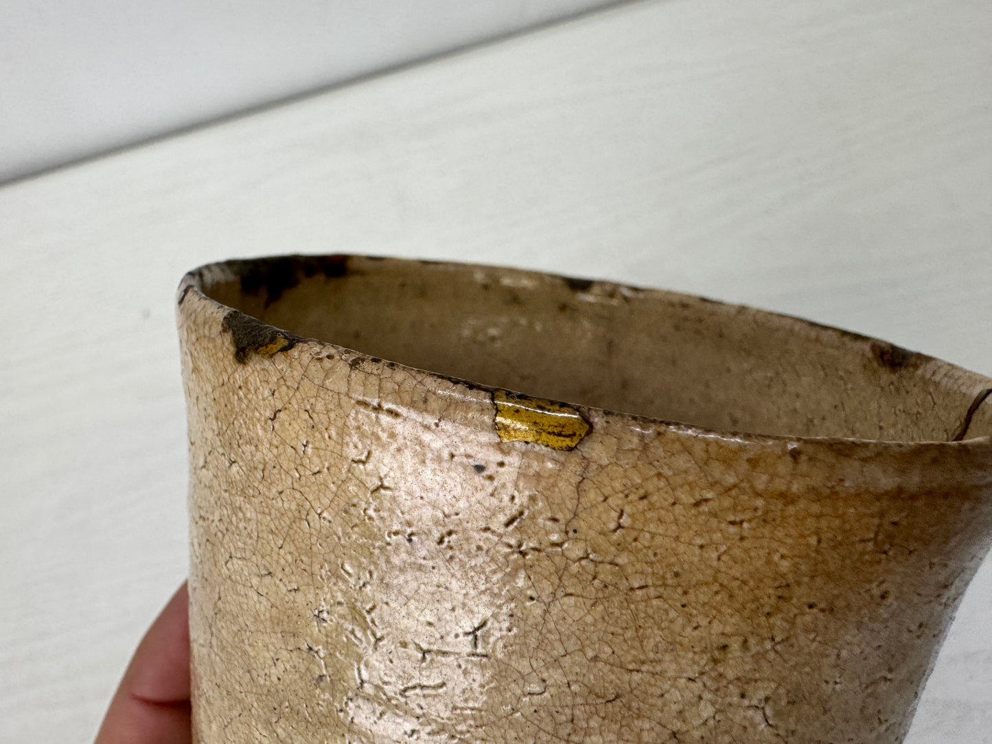 Y10122 CHAWAN Kohagi tube bowl kintsugi box Japan antique tea ceremony pottery