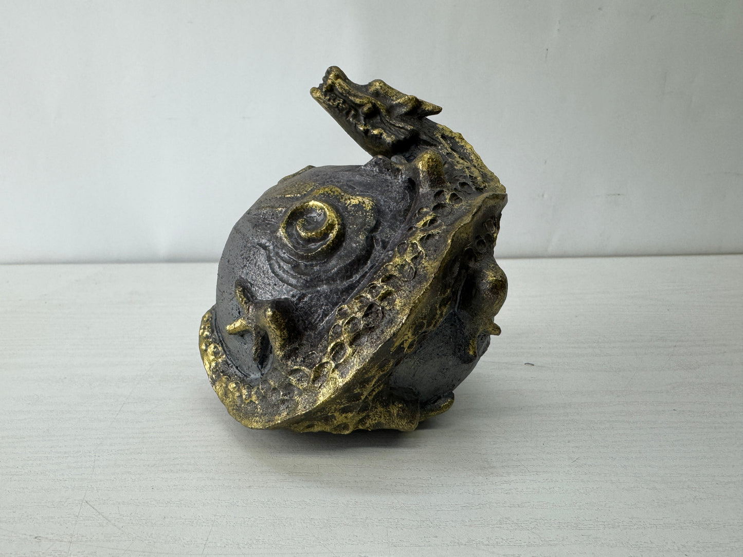 Y10126 OKIMONO Seto-ware Dragon figurine signed box Japan antique interior decor