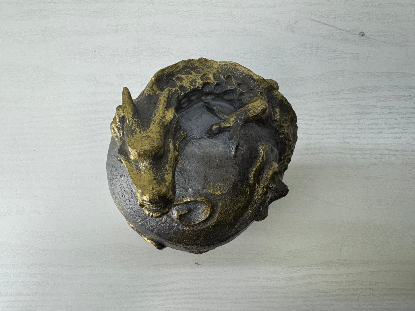 Y10126 OKIMONO Seto-ware Dragon figurine signed box Japan antique interior decor