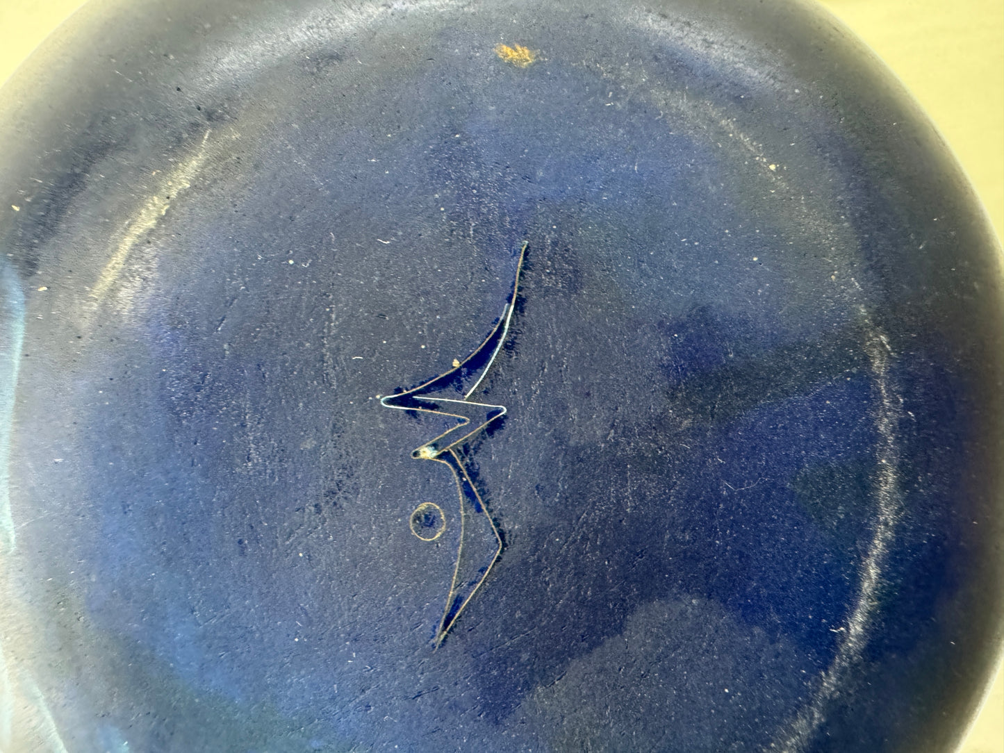 Y10129 BOX Cloisonne round Lidded container case signed scratched Japan antique