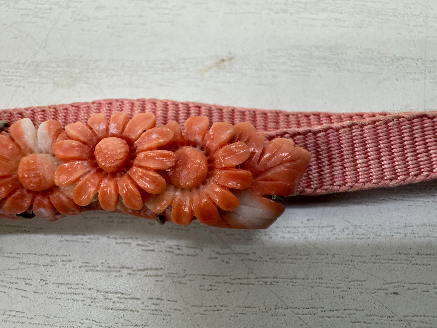 Y10130 OBIDOME Sash clip brooch genuine coral carving box Japan antique kimono