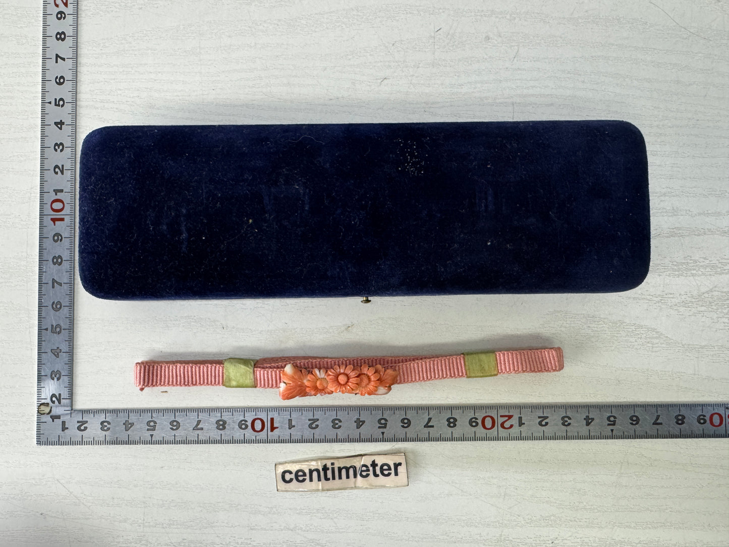 Y10130 OBIDOME Sash clip brooch genuine coral carving box Japan antique kimono