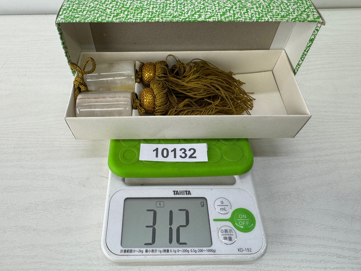 Y10132 FUCHIN cylindrical Agate box Japan antique kakejiku Hanging Scroll Weight