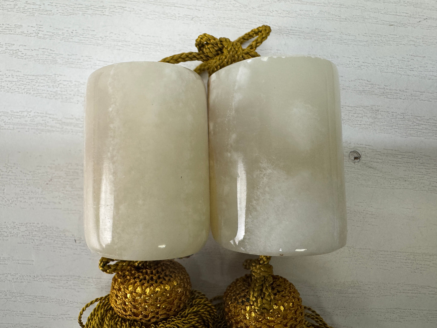 Y10132 FUCHIN cylindrical Agate box Japan antique kakejiku Hanging Scroll Weight