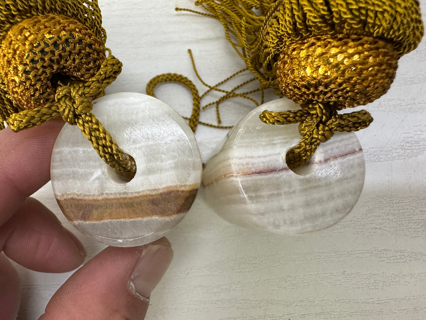 Y10132 FUCHIN cylindrical Agate box Japan antique kakejiku Hanging Scroll Weight