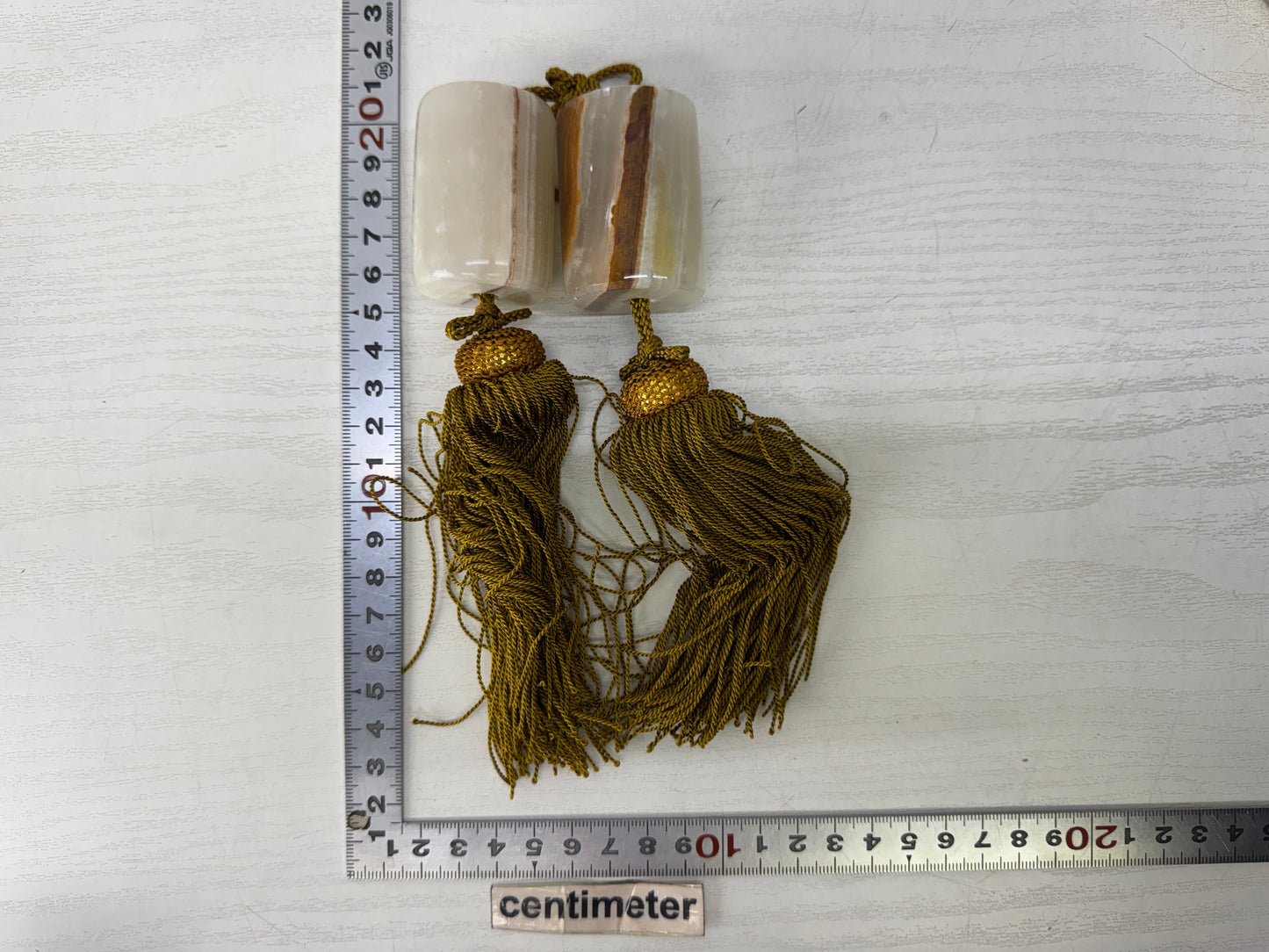 Y10132 FUCHIN cylindrical Agate box Japan antique kakejiku Hanging Scroll Weight