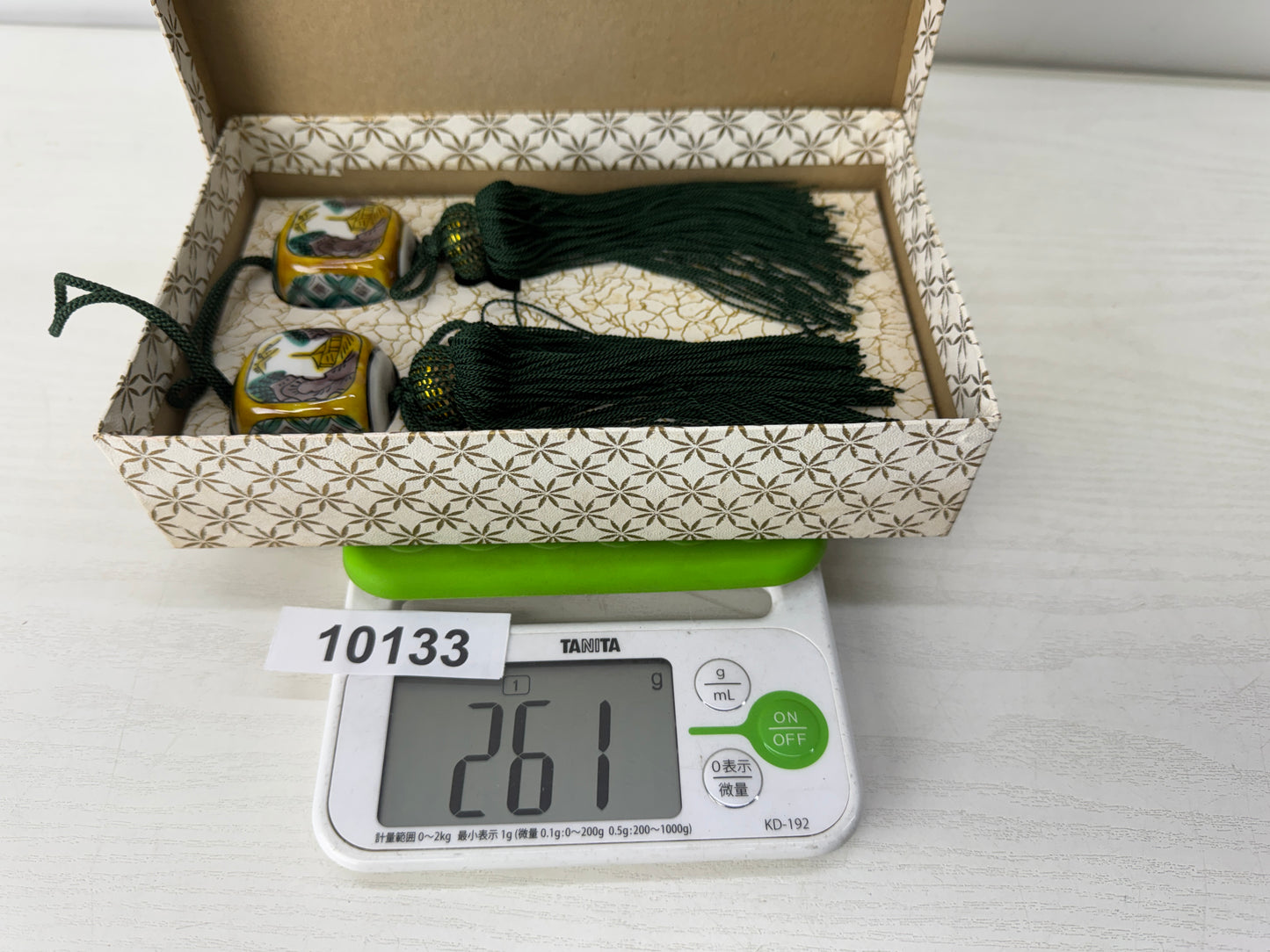 Y10133 FUCHIN Kutani-ware Japan antique kakejiku Hanging Scroll Weight interior