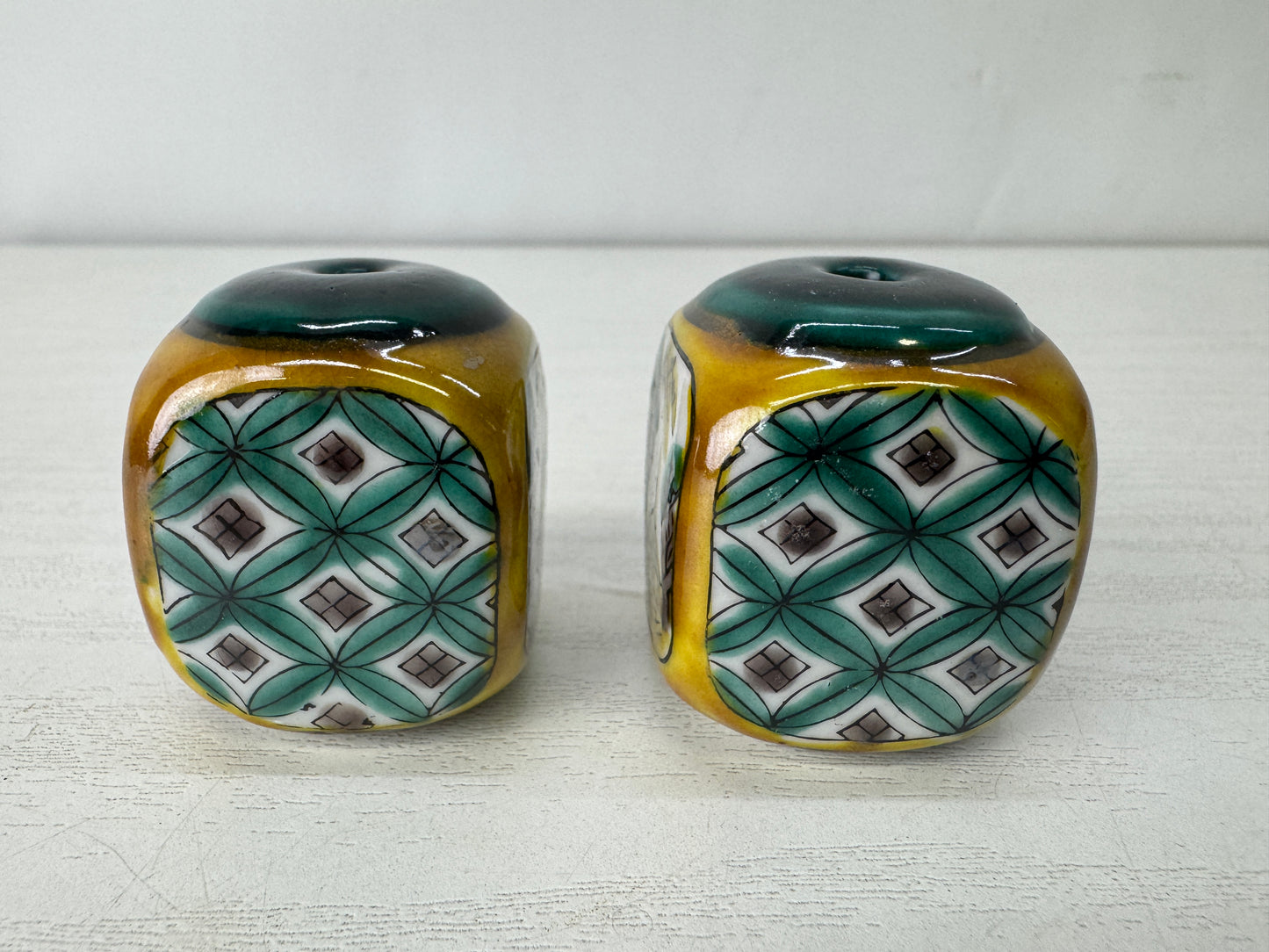 Y10133 FUCHIN Kutani-ware Japan antique kakejiku Hanging Scroll Weight interior