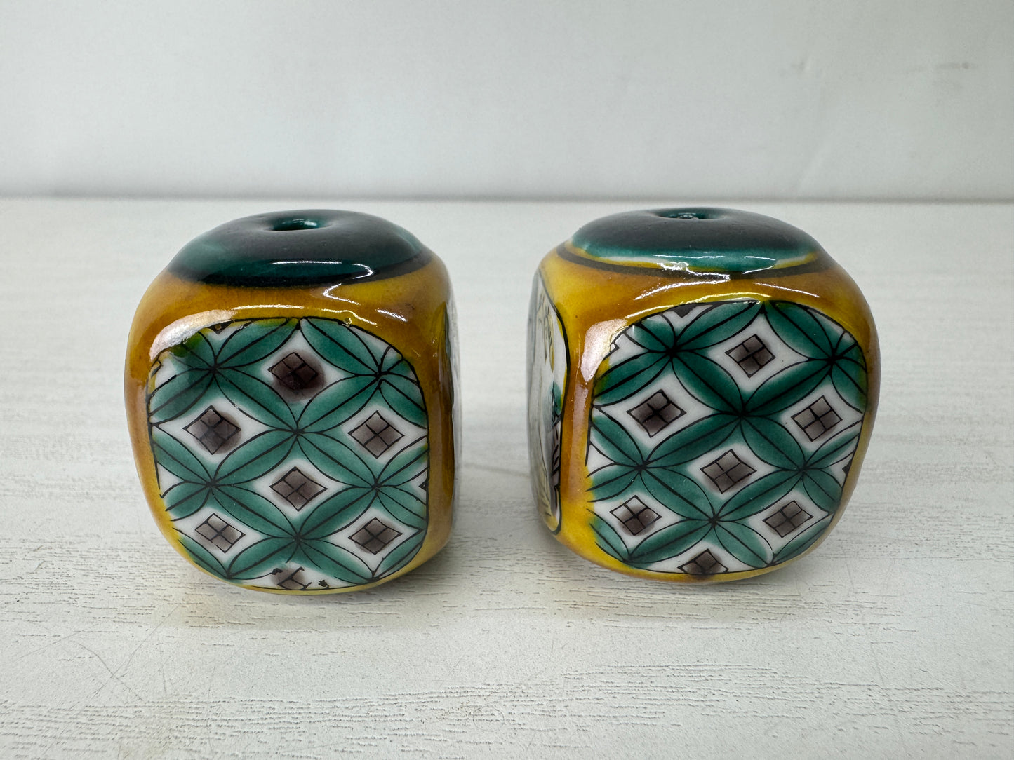 Y10133 FUCHIN Kutani-ware Japan antique kakejiku Hanging Scroll Weight interior