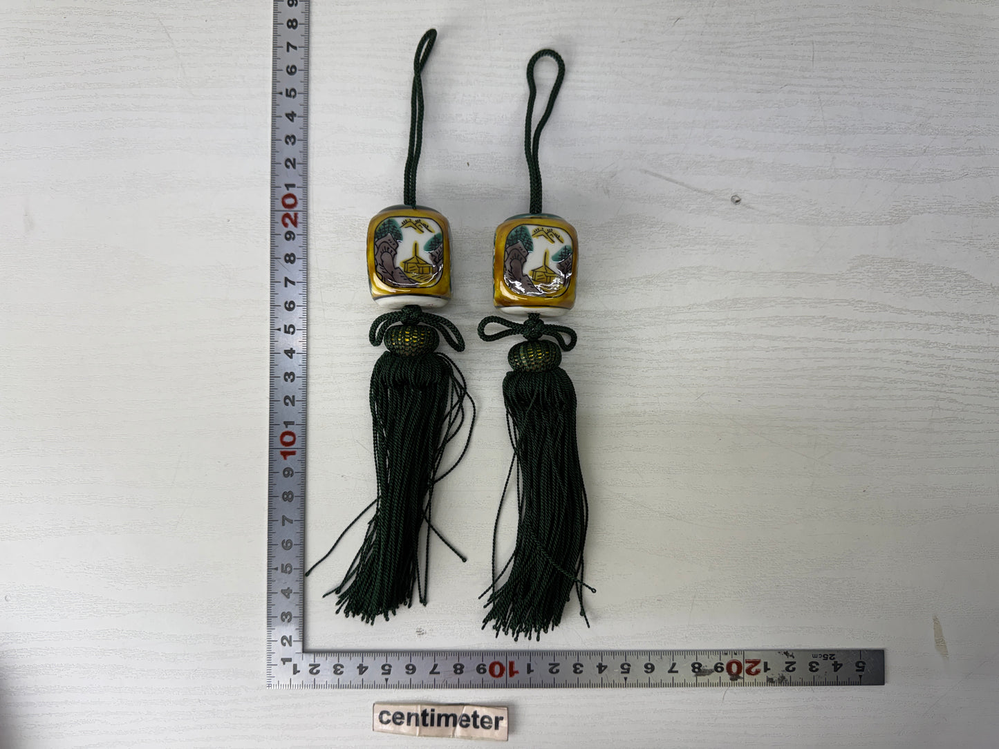 Y10133 FUCHIN Kutani-ware Japan antique kakejiku Hanging Scroll Weight interior