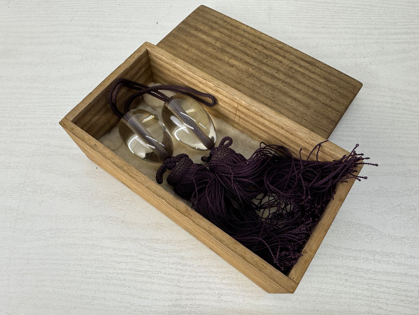 Y10134 FUCHIN Crystal box Japan antique kakejiku Hanging Scroll Weight interior