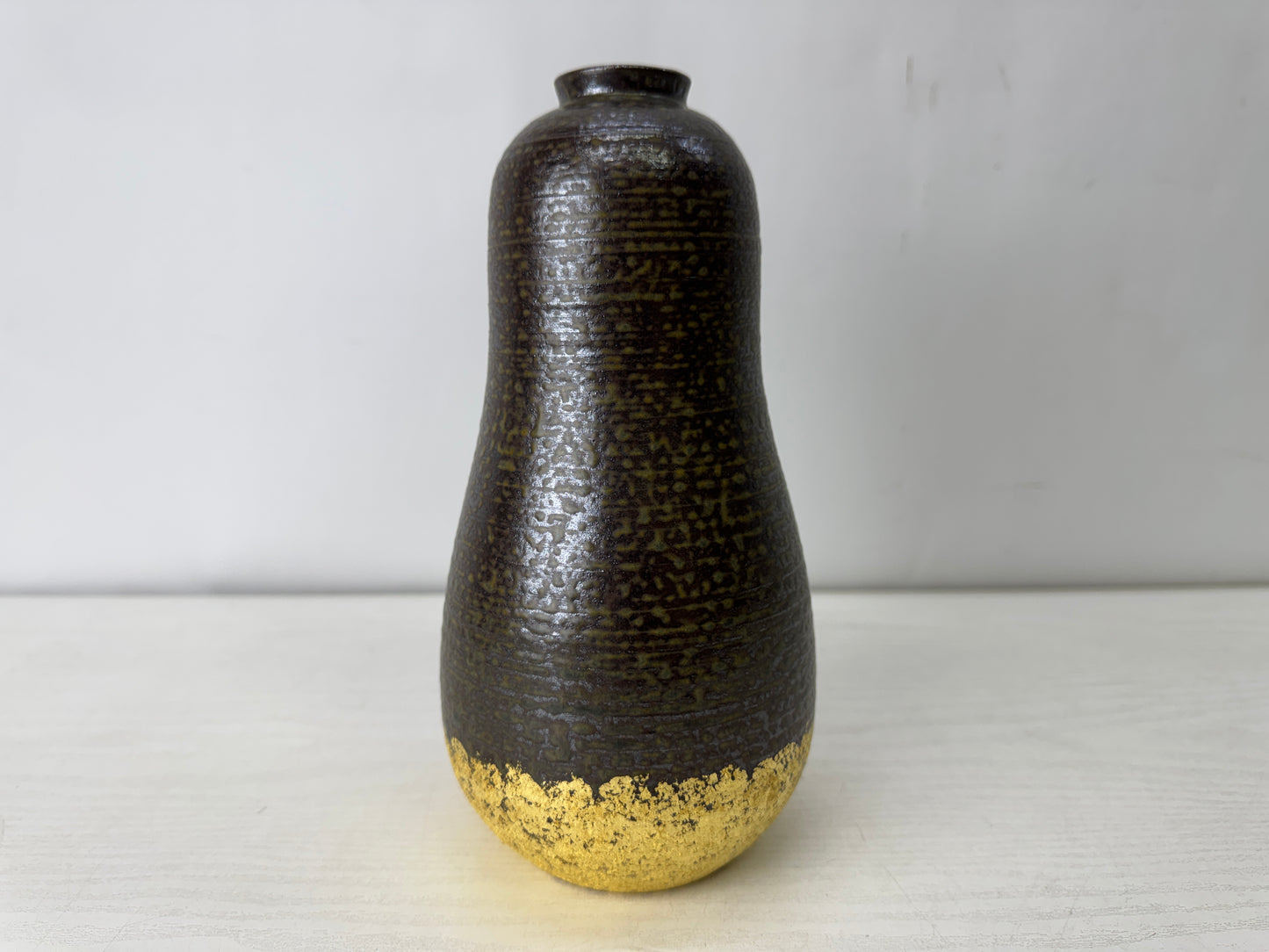 Y10139 FLOWER VASE Seto-ware signed box Japan antique ikebana floral interior