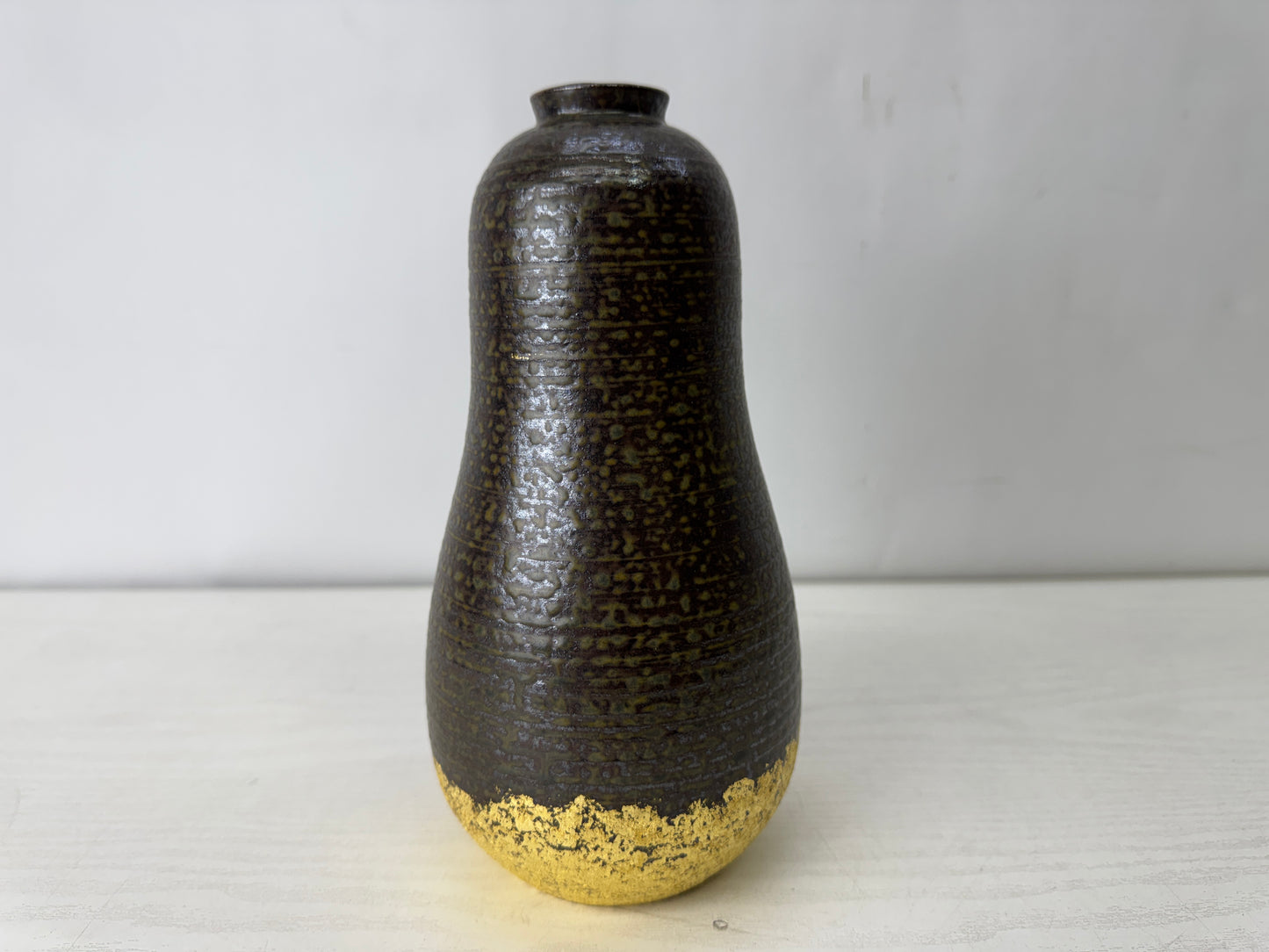 Y10139 FLOWER VASE Seto-ware signed box Japan antique ikebana floral interior