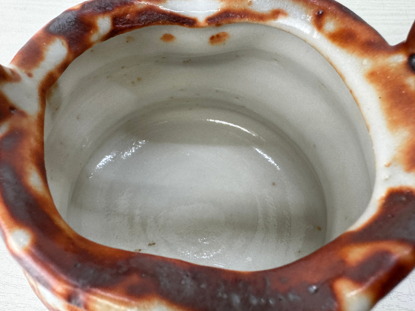 Y10144 FLOWER VASE Shino-ware signed box Japan antique ikebana floral decor