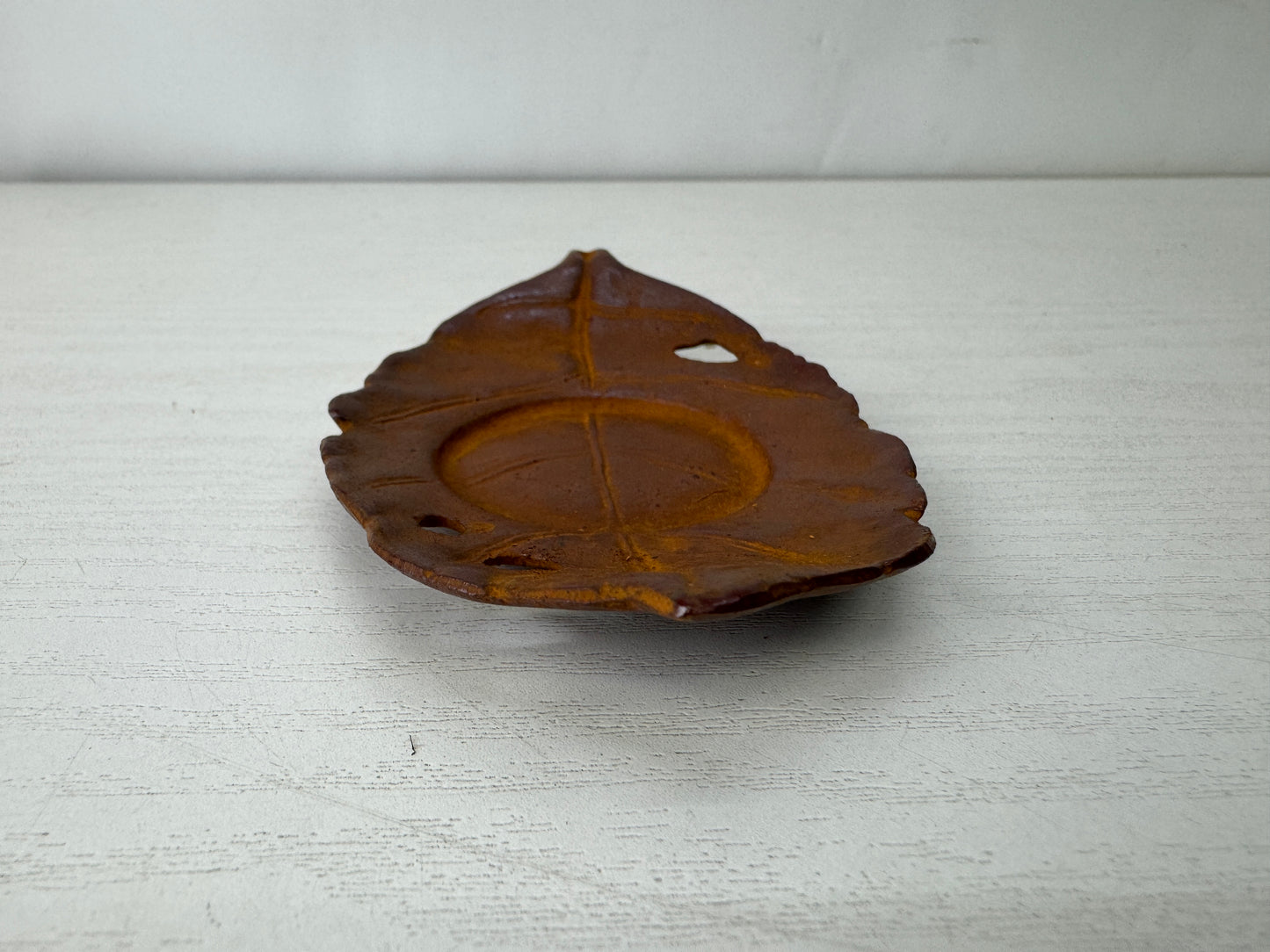 Y10145 DISH iron Chataku Coaster Leaf signed set of 5 Japan antique Sencha tea