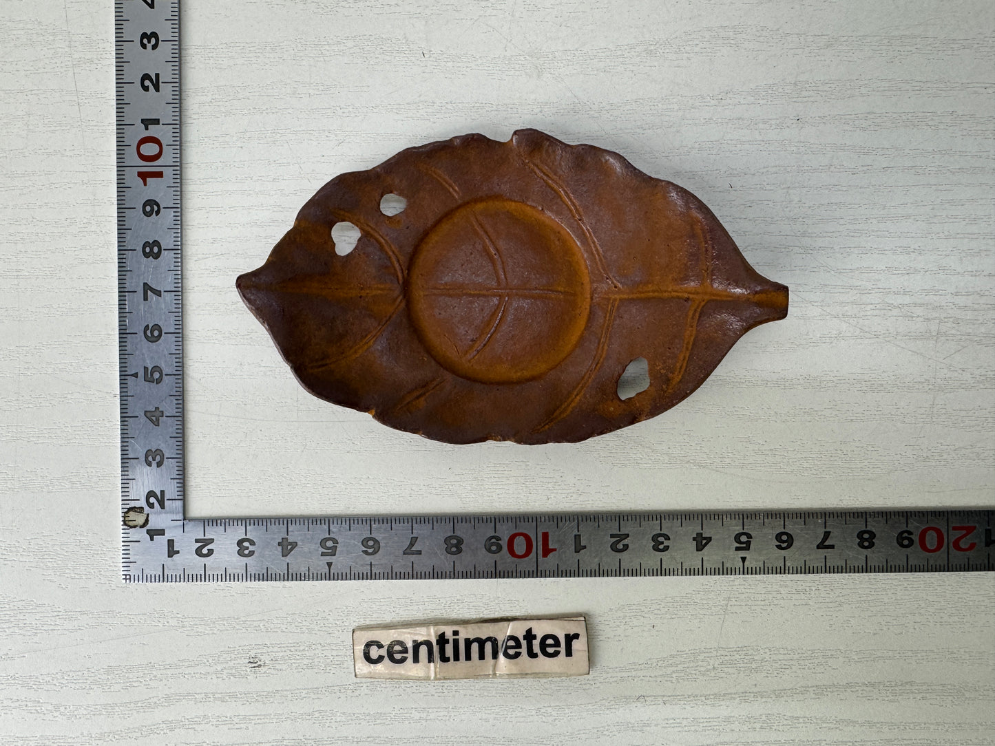 Y10145 DISH iron Chataku Coaster Leaf signed set of 5 Japan antique Sencha tea