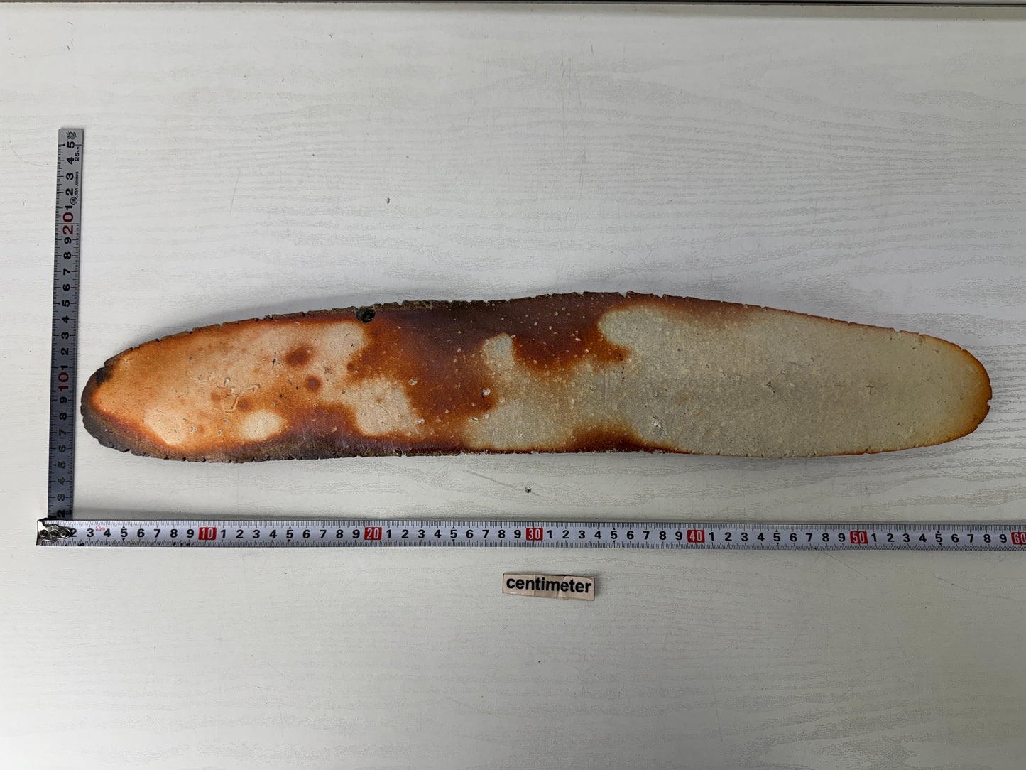 Y10147 DISH Shigaraki-ware oval shaped long plate signed box Japan antique