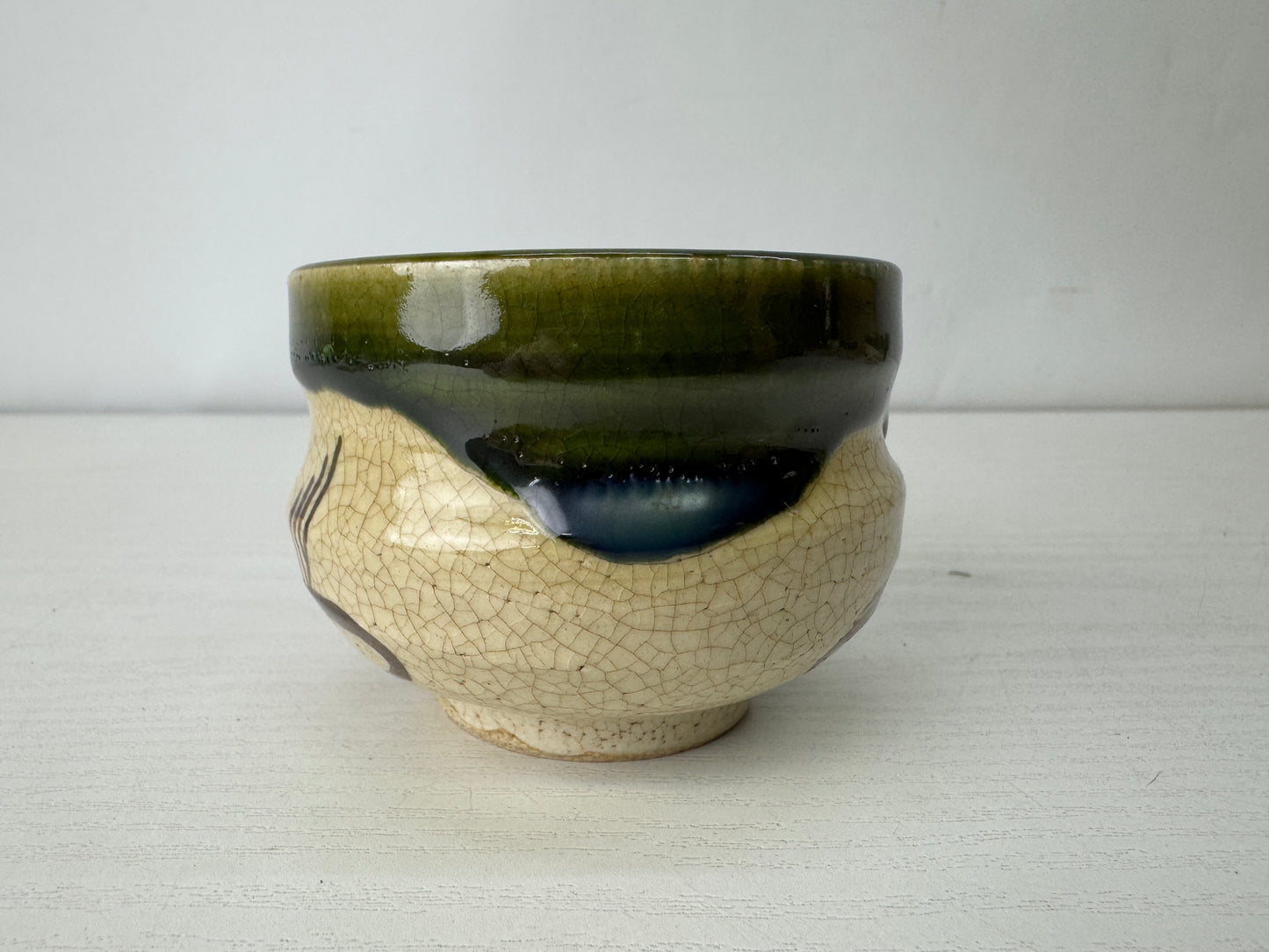 Y10148 YUNOMI Oribe-ware cup set of 5 signed box Japan antique Sencha tea time