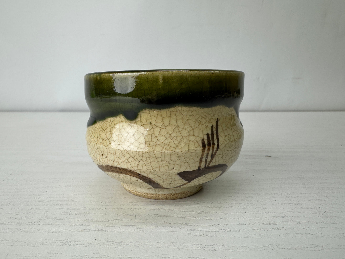 Y10148 YUNOMI Oribe-ware cup set of 5 signed box Japan antique Sencha tea time