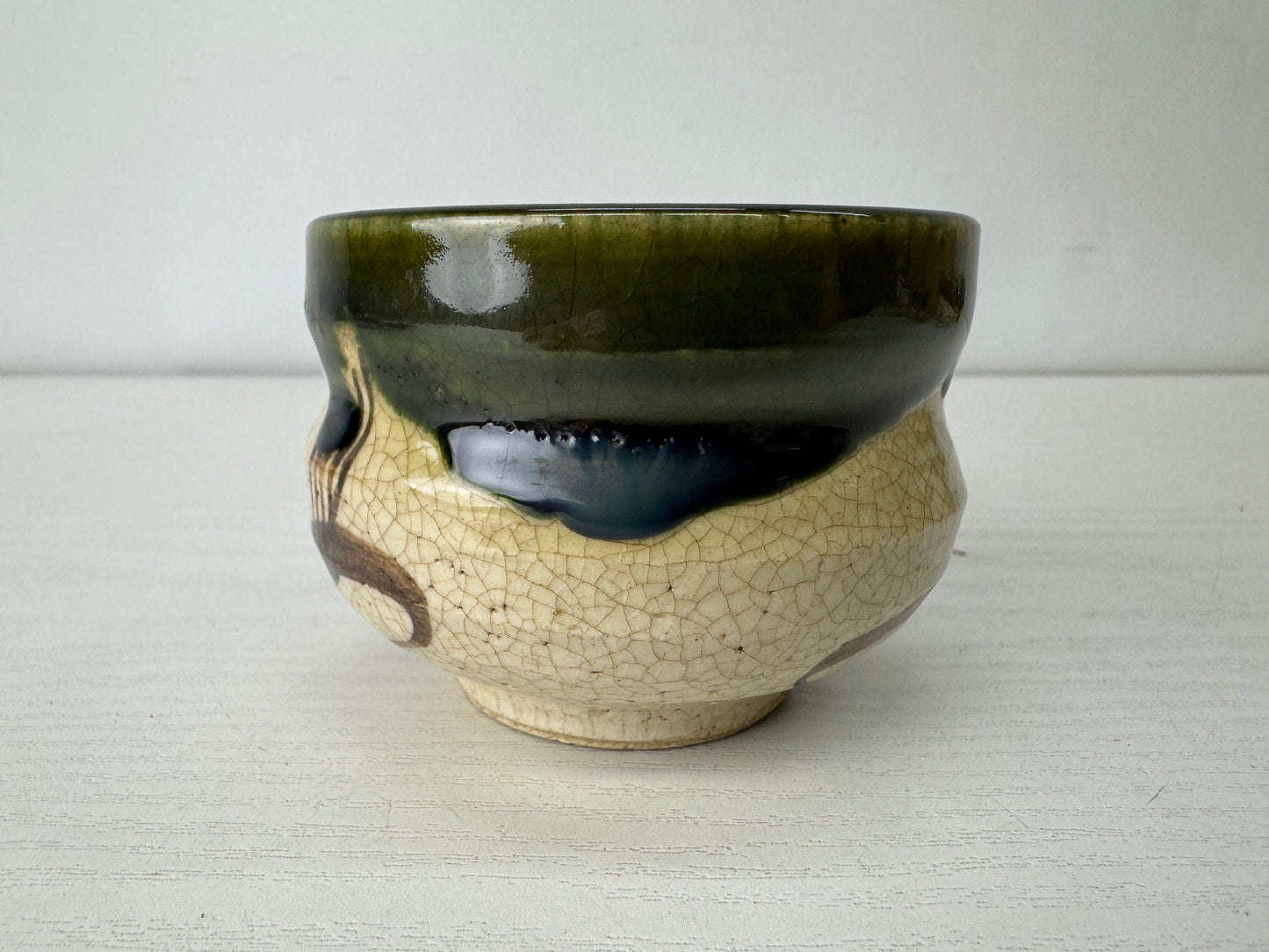 Y10148 YUNOMI Oribe-ware cup set of 5 signed box Japan antique Sencha tea time