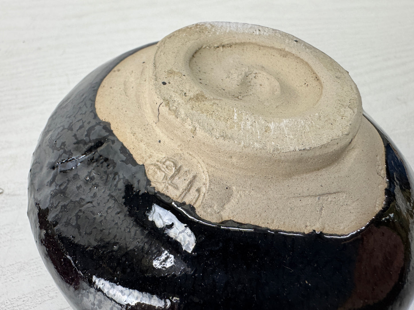Y10149 CHAWAN Raku-ware bowl signed box Japan antique tea ceremony pottery cup