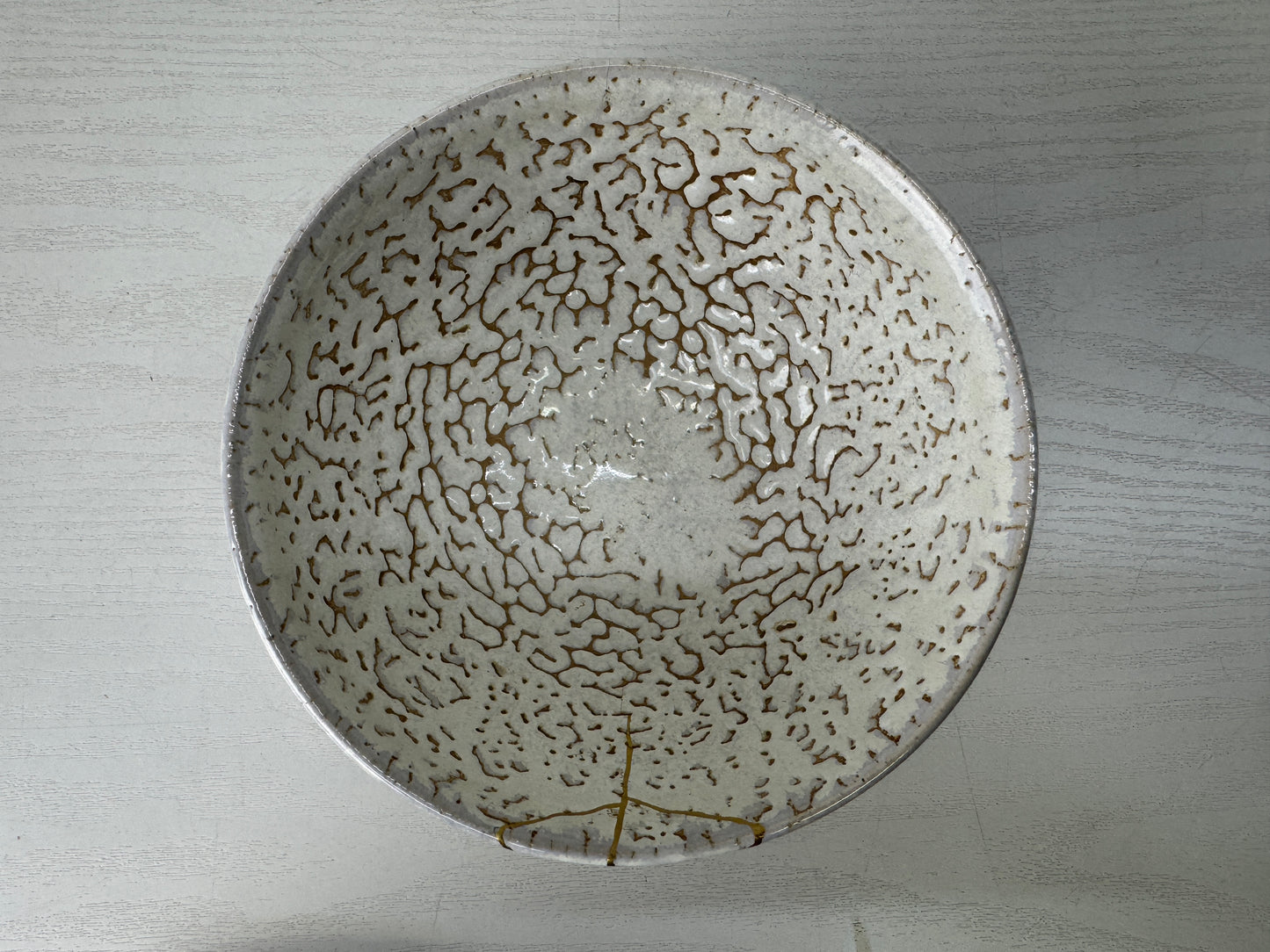 Y10151 CHAWAN Hagi-ware kintsugi bowl signed box Japan antique tea ceremony cup