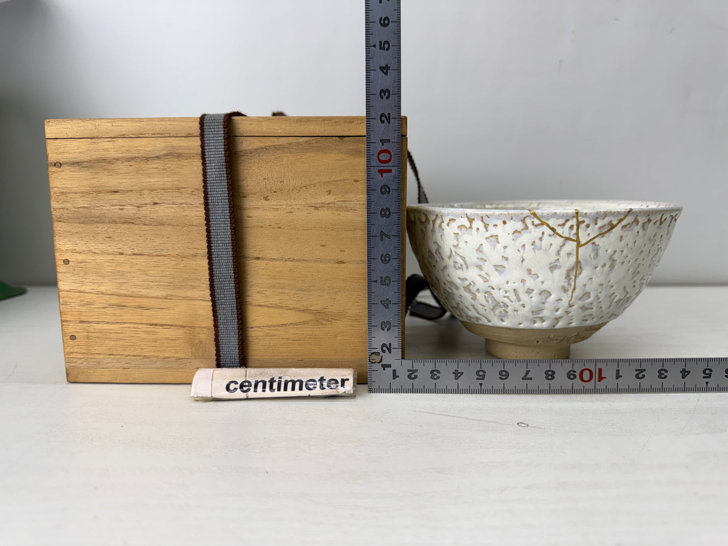 Y10151 CHAWAN Hagi-ware kintsugi bowl signed box Japan antique tea ceremony cup