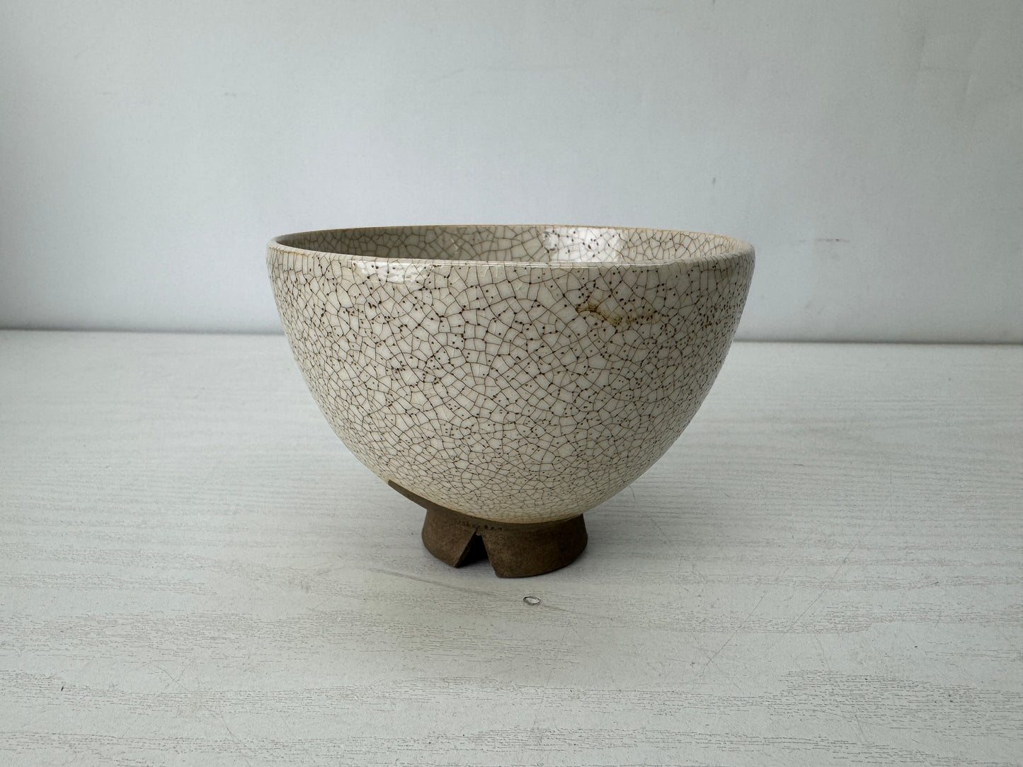 Y10152 CHAWAN Banko-ware bowl Crane signed box Japan antique tea ceremony cup