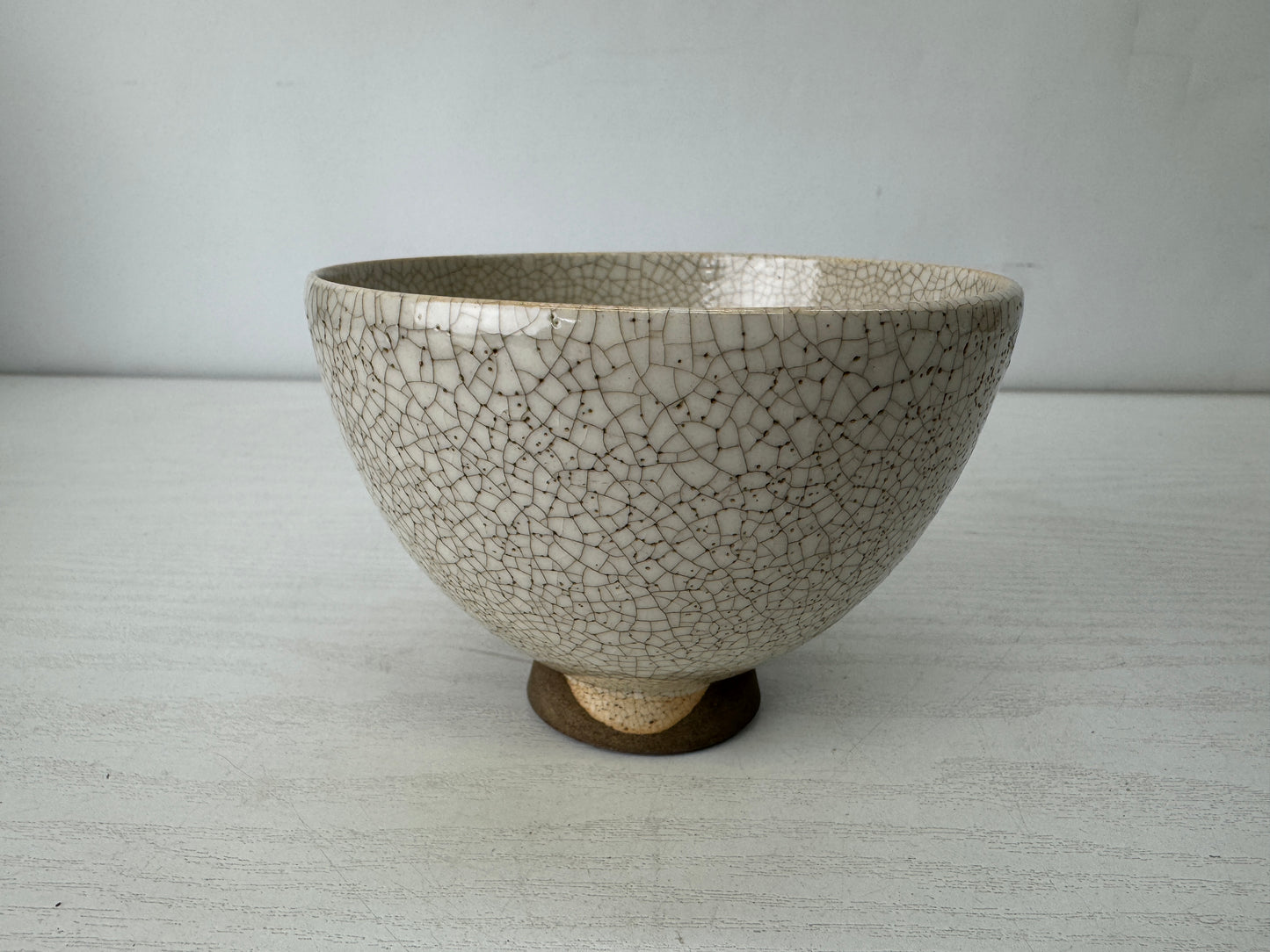 Y10152 CHAWAN Banko-ware bowl Crane signed box Japan antique tea ceremony cup