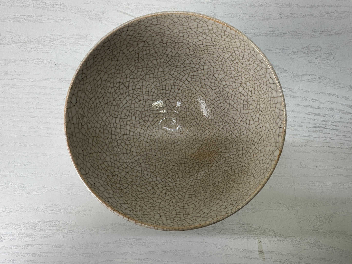 Y10152 CHAWAN Banko-ware bowl Crane signed box Japan antique tea ceremony cup