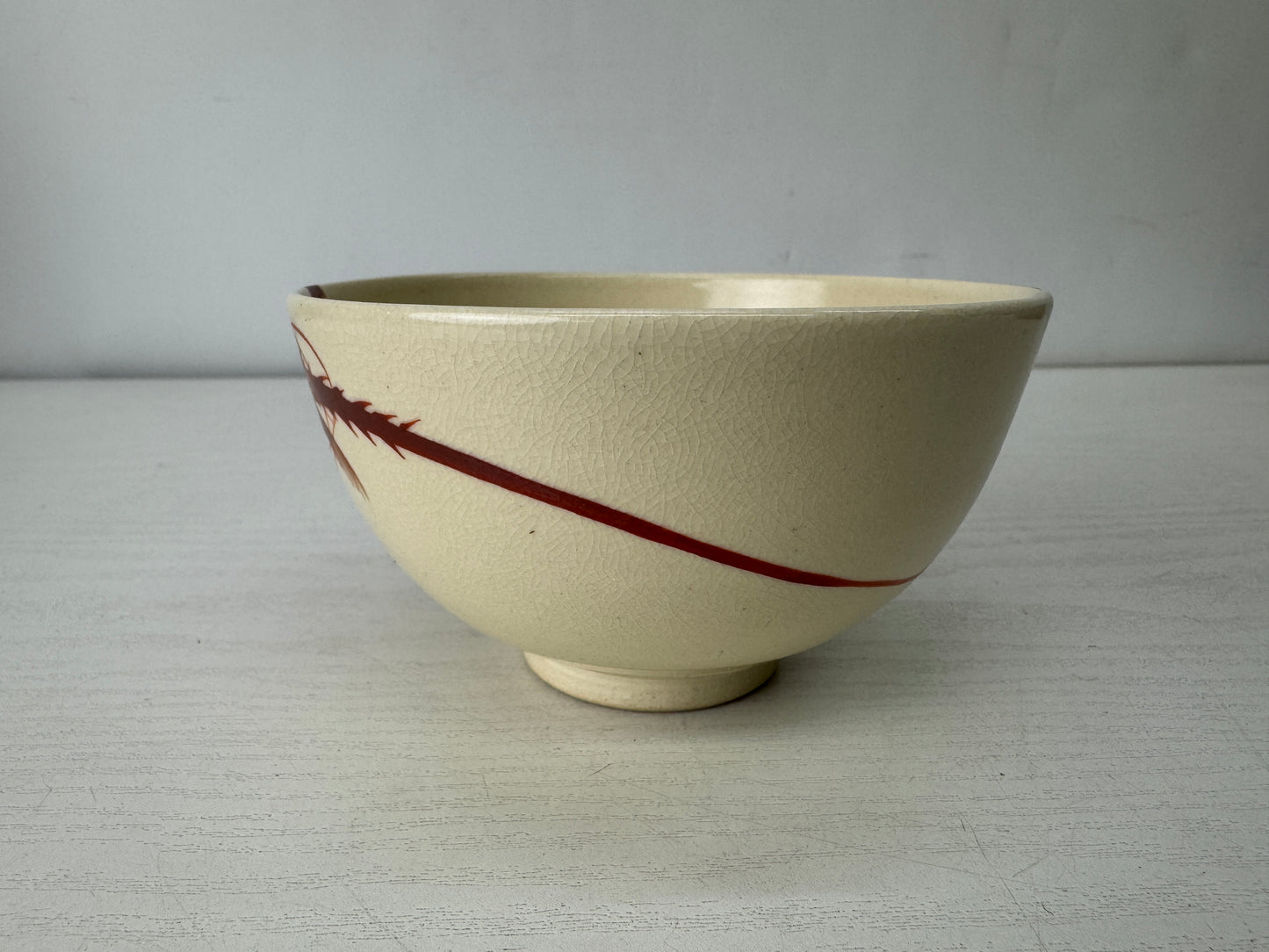 Y10153 CHAWAN Kyo-ware bowl Shrimp signed box Japan antique tea ceremony pottery