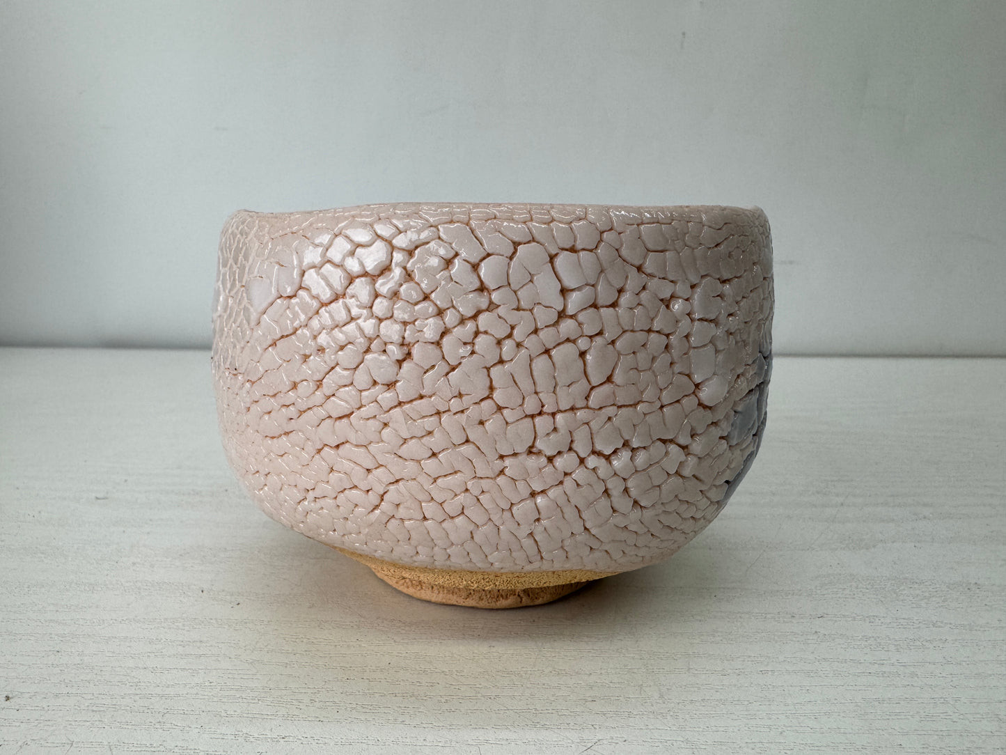 Y10154 CHAWAN Shino-ware bowl signed box Japan antique tea ceremony pottery cup