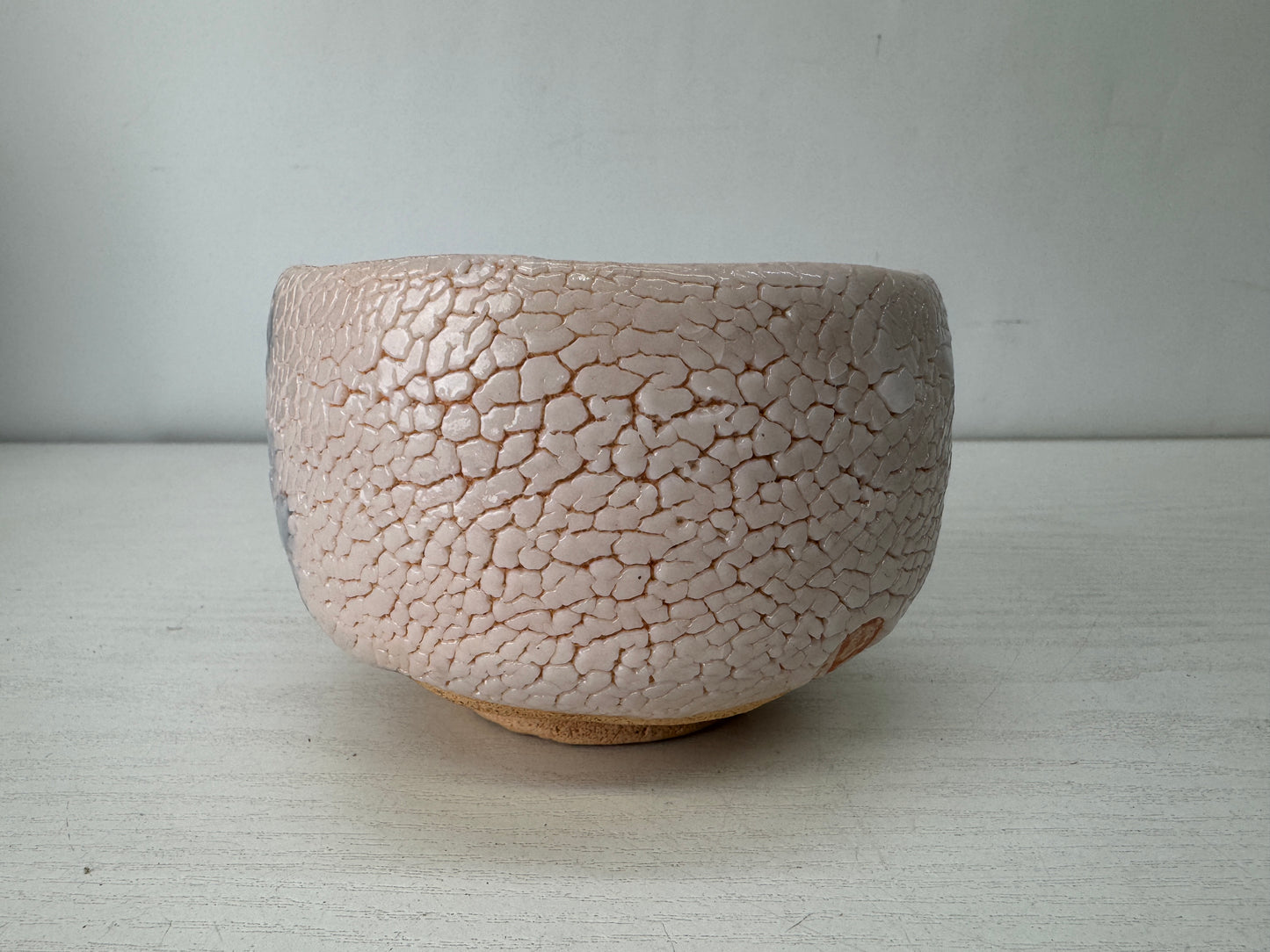 Y10154 CHAWAN Shino-ware bowl signed box Japan antique tea ceremony pottery cup