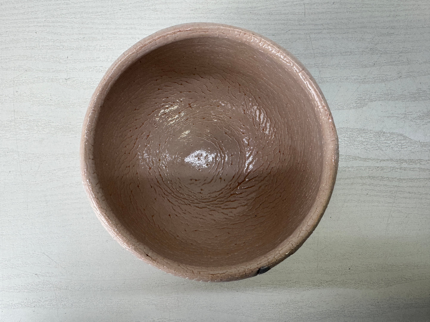 Y10154 CHAWAN Shino-ware bowl signed box Japan antique tea ceremony pottery cup