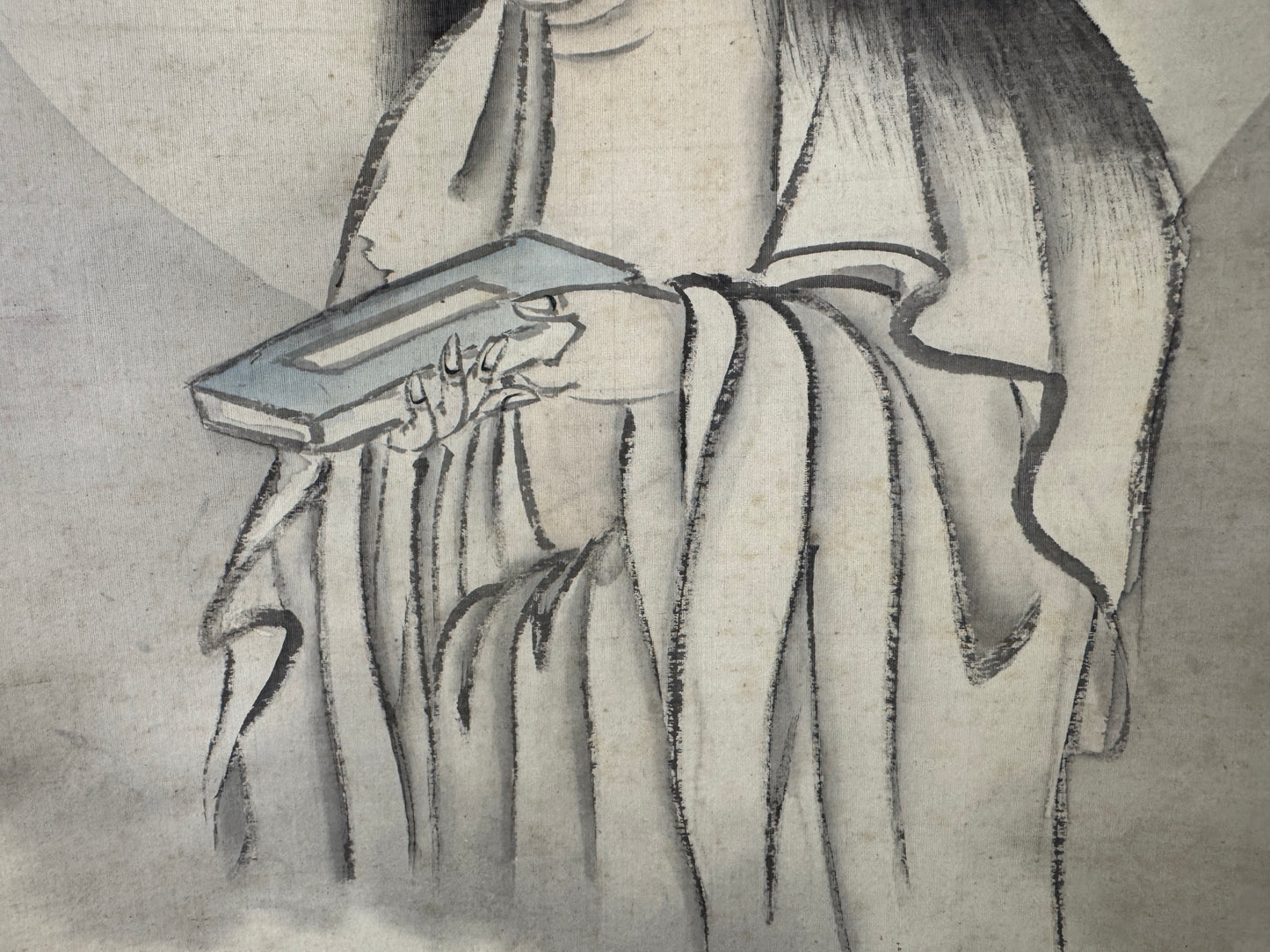 Y10158 KAKEJIKU Hanging scroll Manjushri portrait signed box Japan antique decor